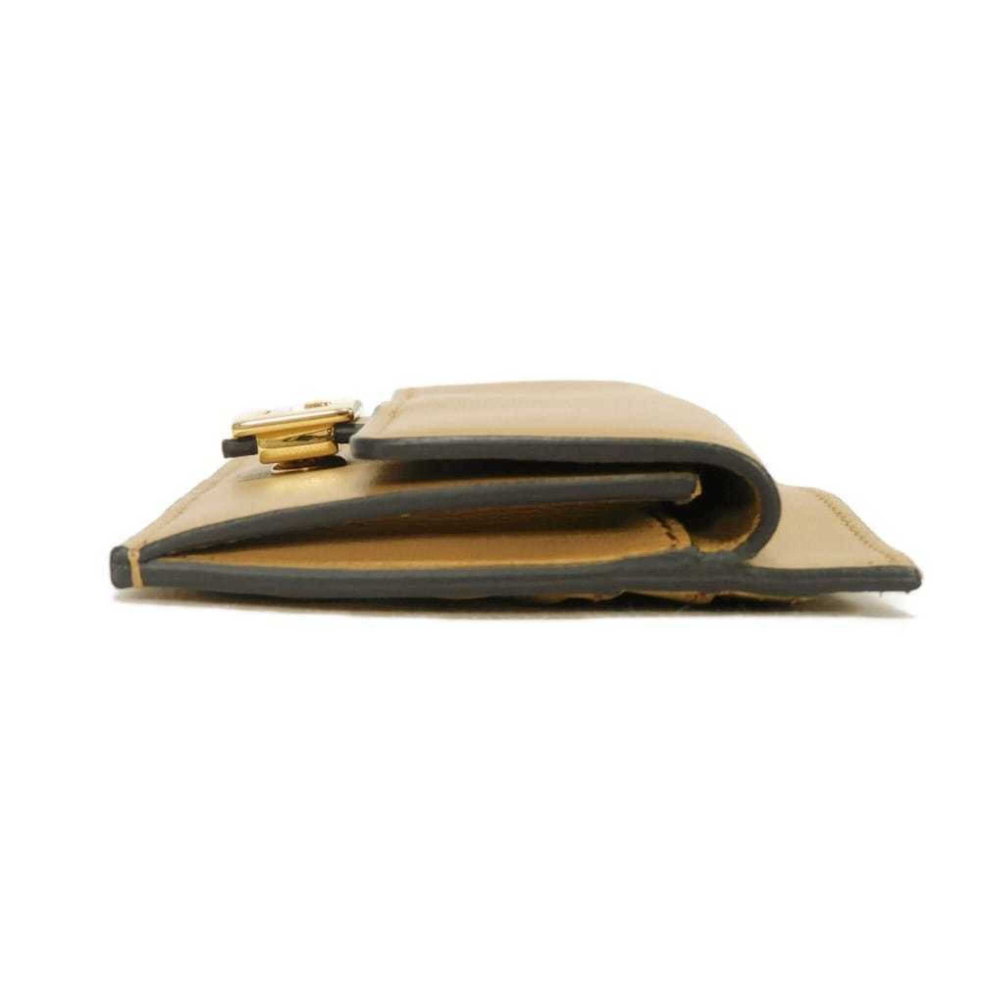 Fendi Beige Leather Coin Purse/Coin Case (Pre-Owned)