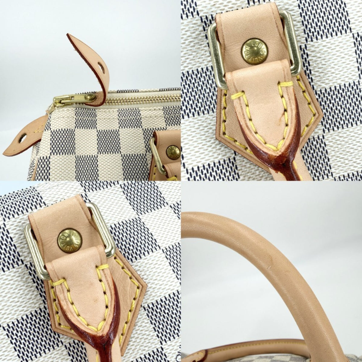 Louis Vuitton Gray White Damier Azur Boston Bag Handbag (Pre-Owned)