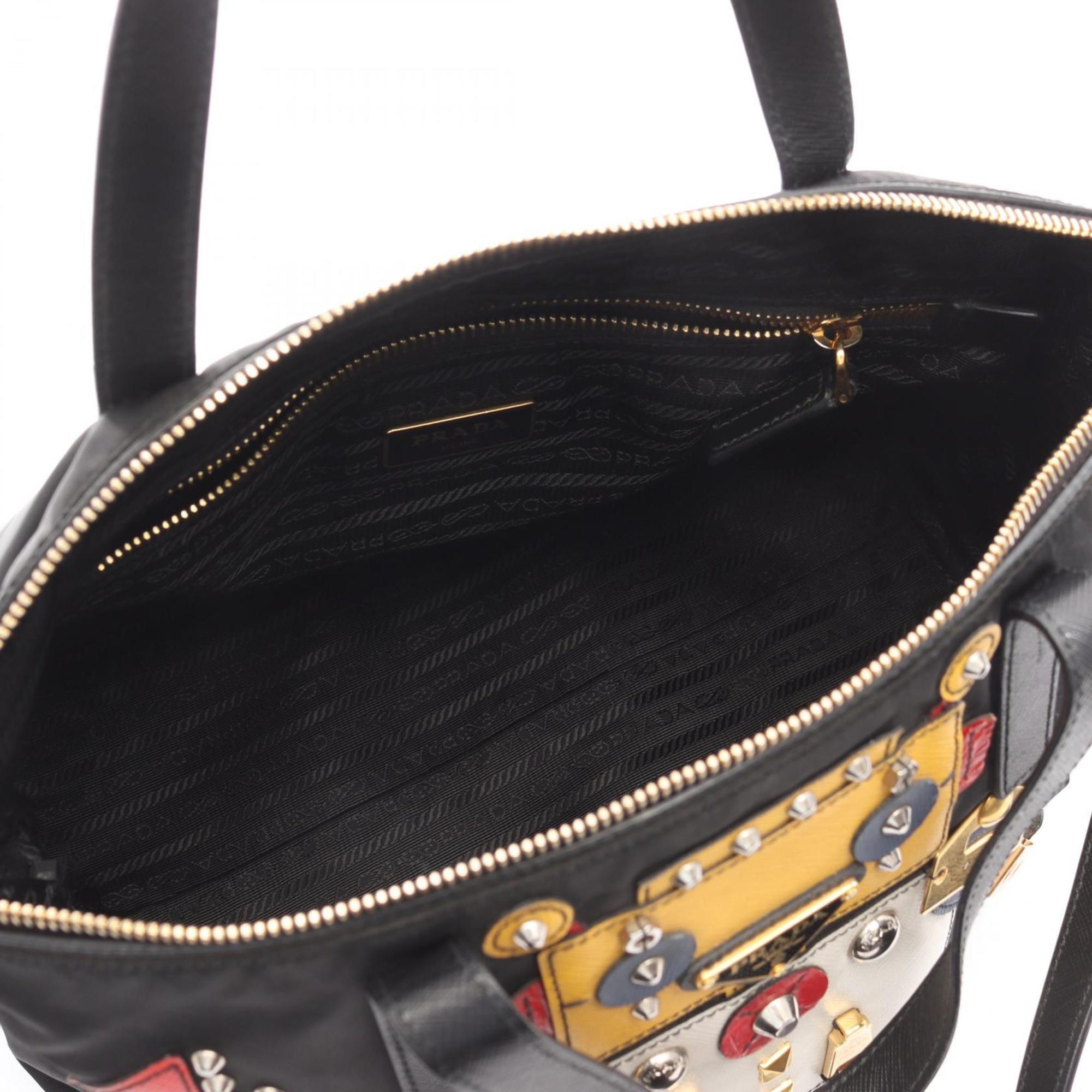 Prada Black Multi-Color Nylon Saffiano Tote Bag (Pre-Owned)