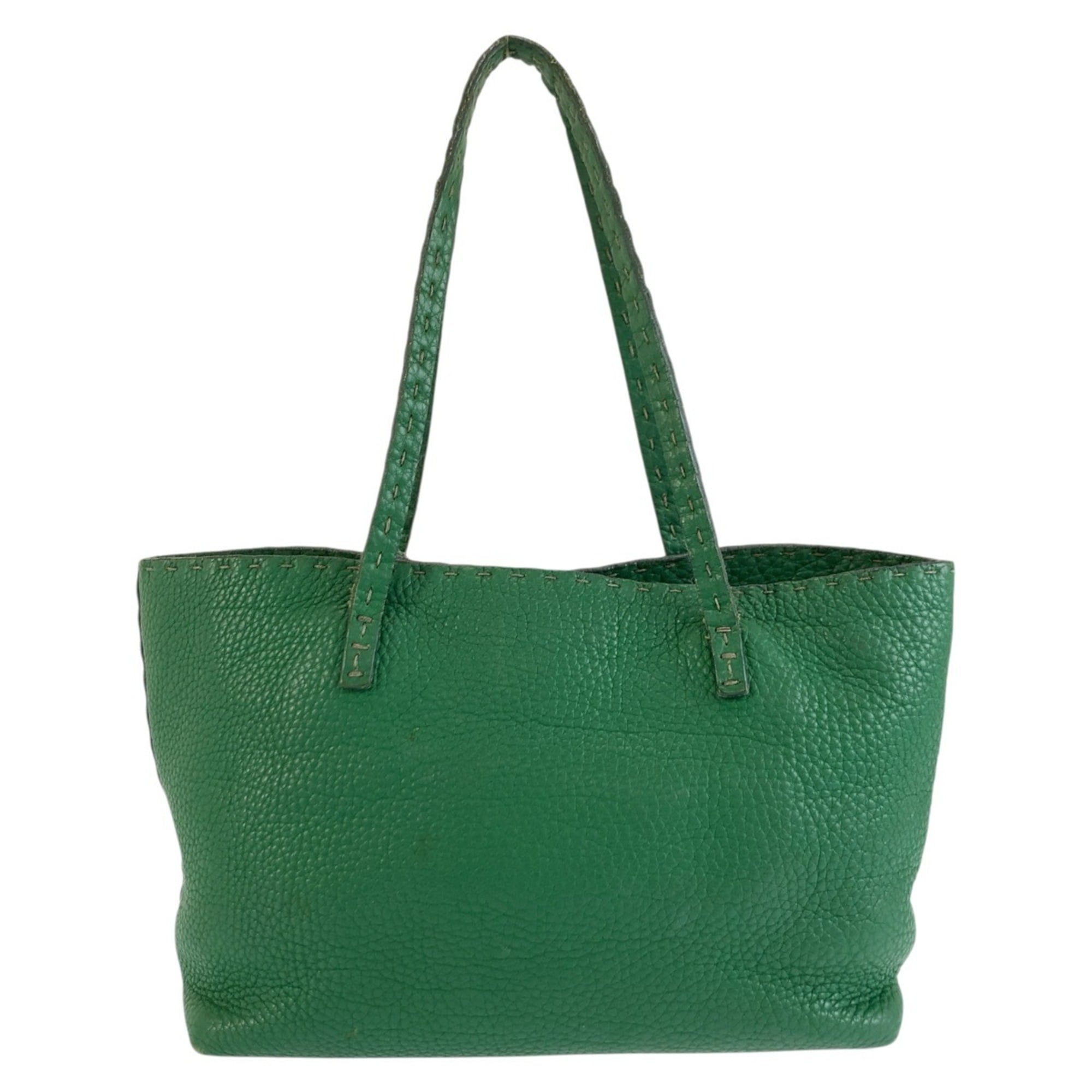 Fendi Green Leather Handbag Tote Bag (Pre-Owned)