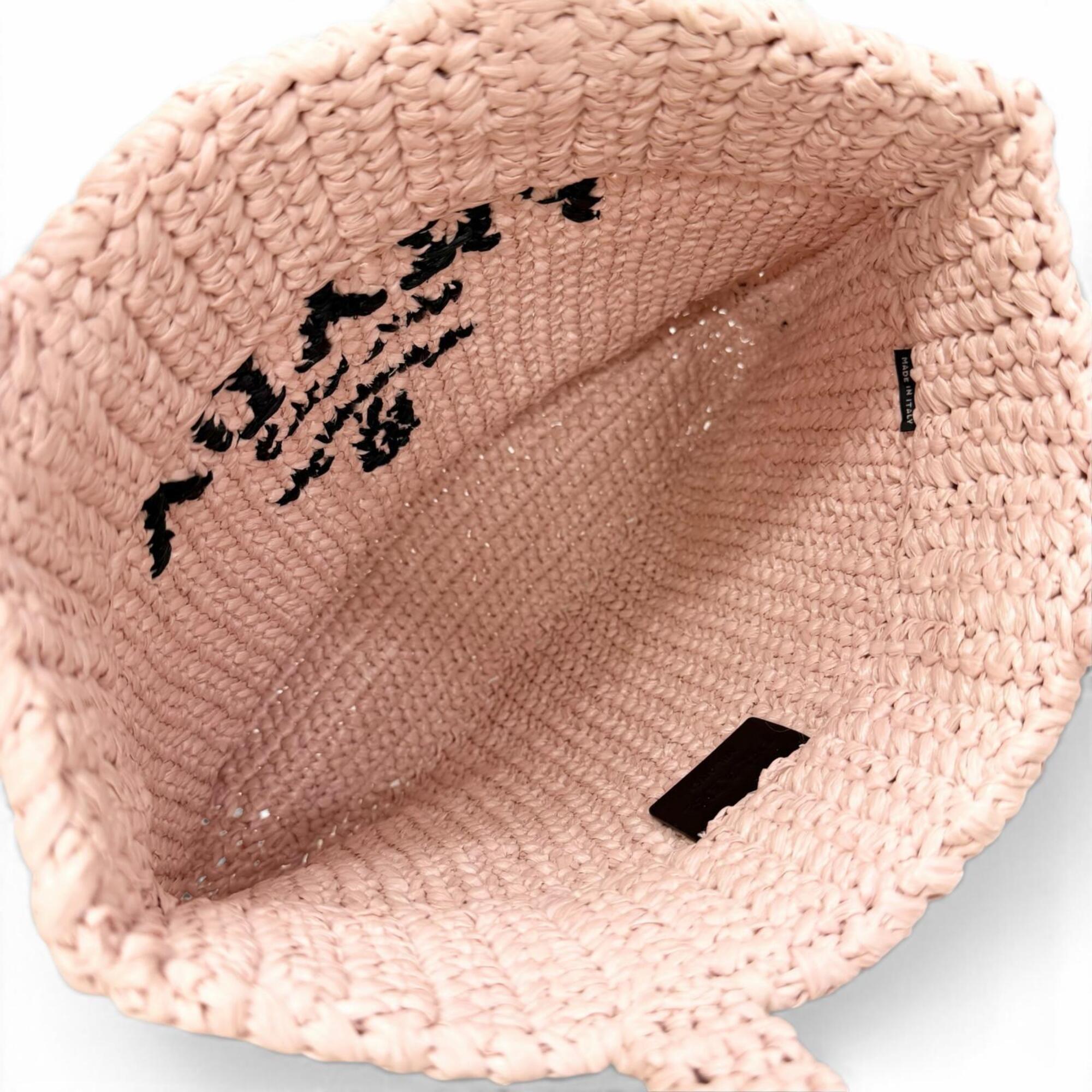 Prada Black Pink Raffia Handbag Tote Bag (Pre-Owned)