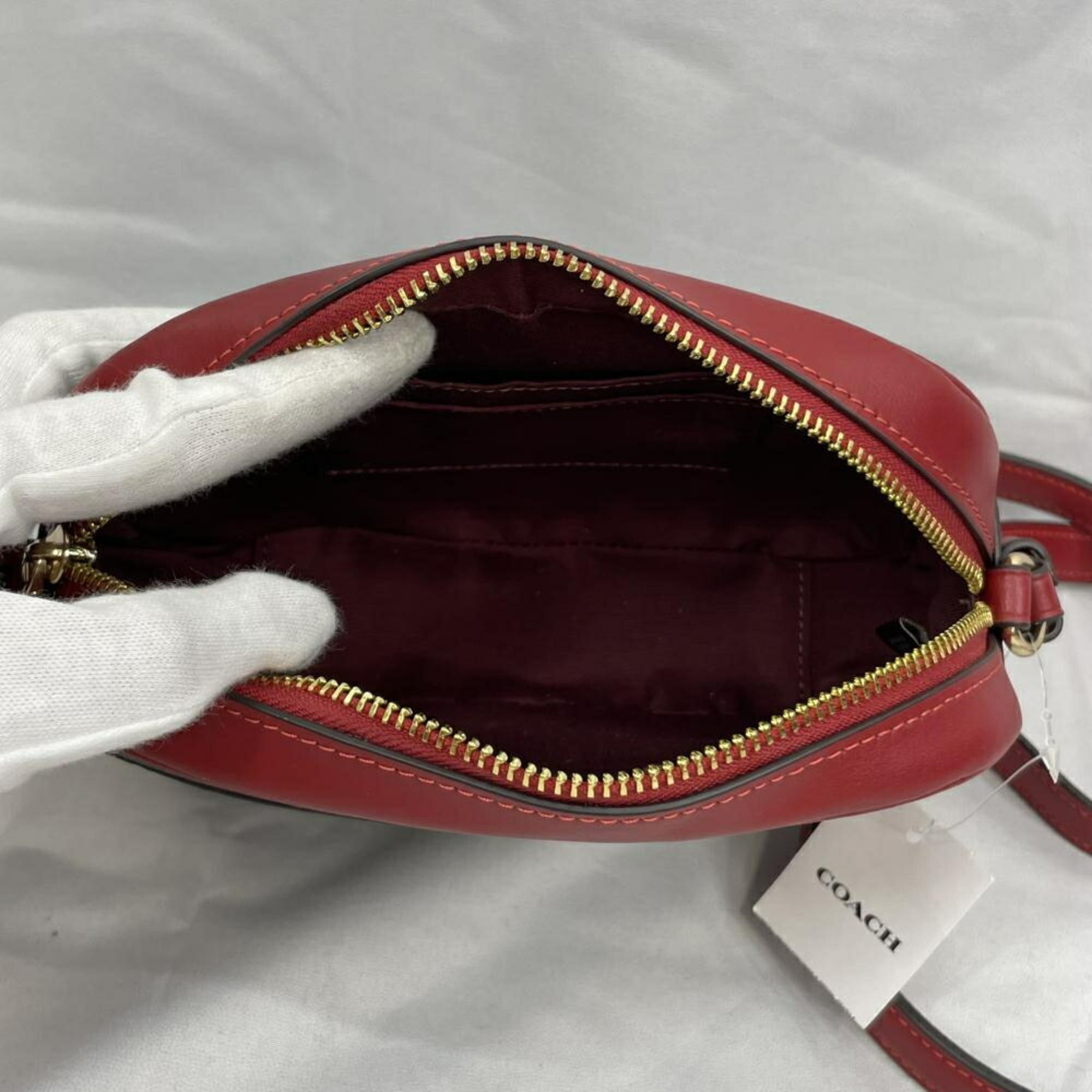 Coach Brown Red Color Signature Line Shoulder Bag (Pre-Owned)