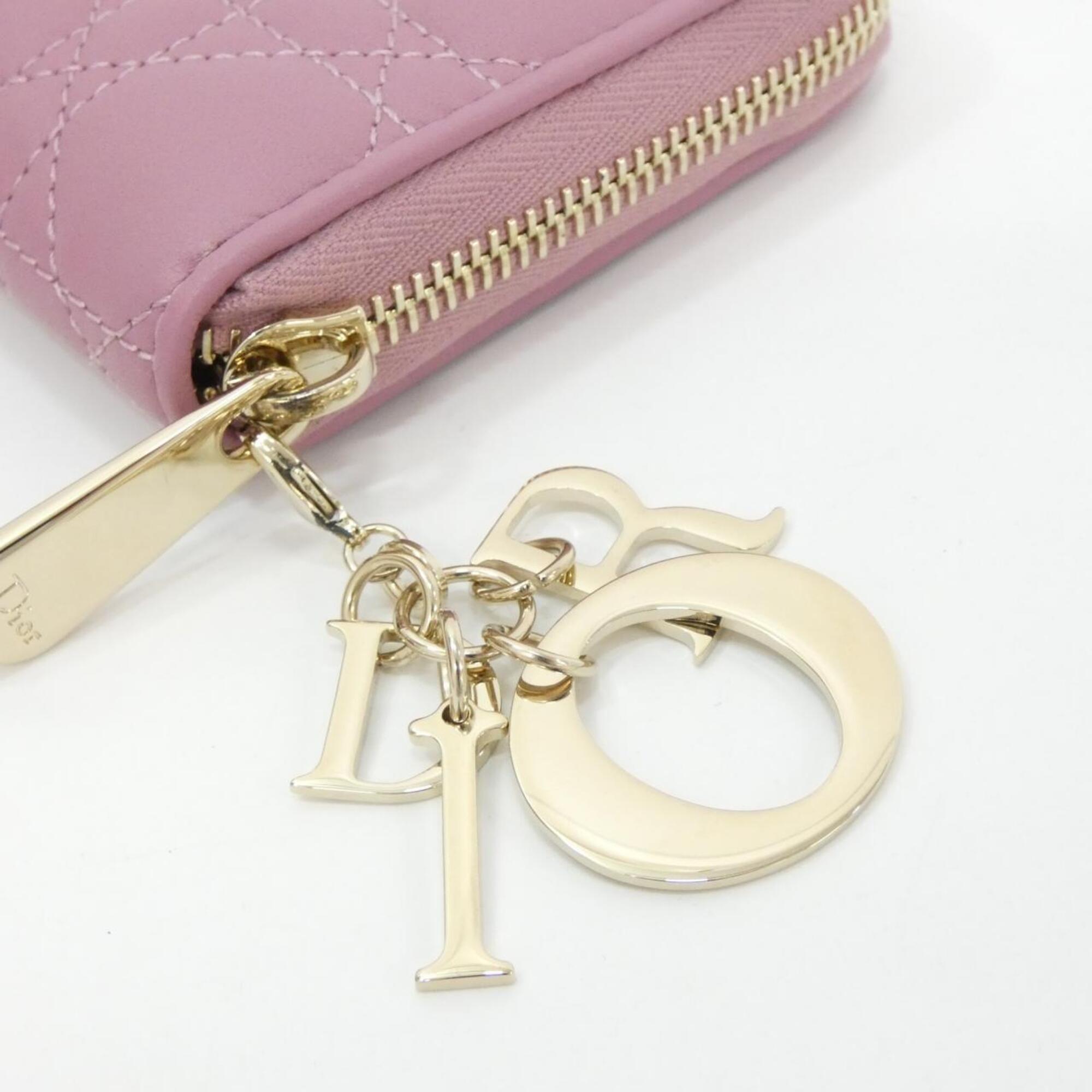 Christian Dior Pink Leather Long Wallet (Bi-Fold) (Pre-Owned)