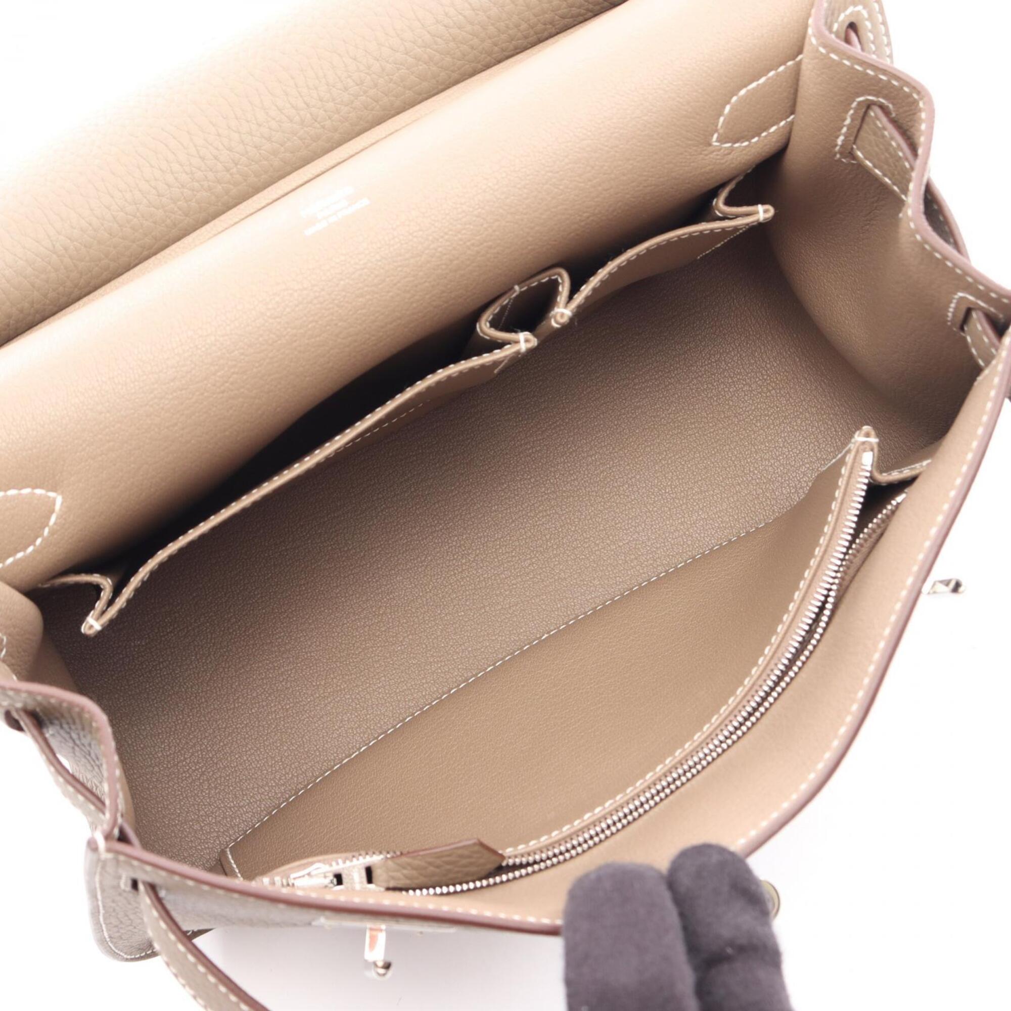 Hermes Etoupe Gray Gray Taurillon Clemence Leather Handbag Shoulder Bag (Pre-Owned)