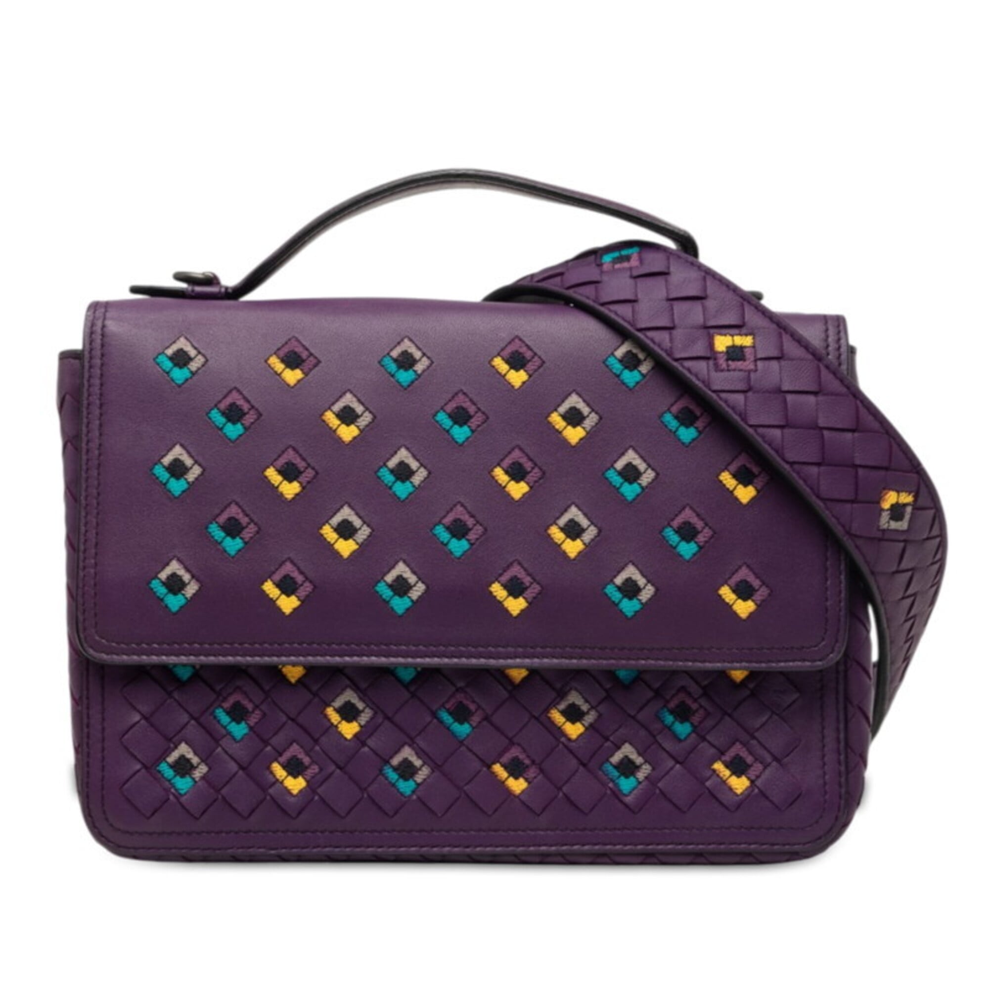 Bottega Veneta Purple Intrecciato Handbag Shoulder Bag (Pre-Owned)
