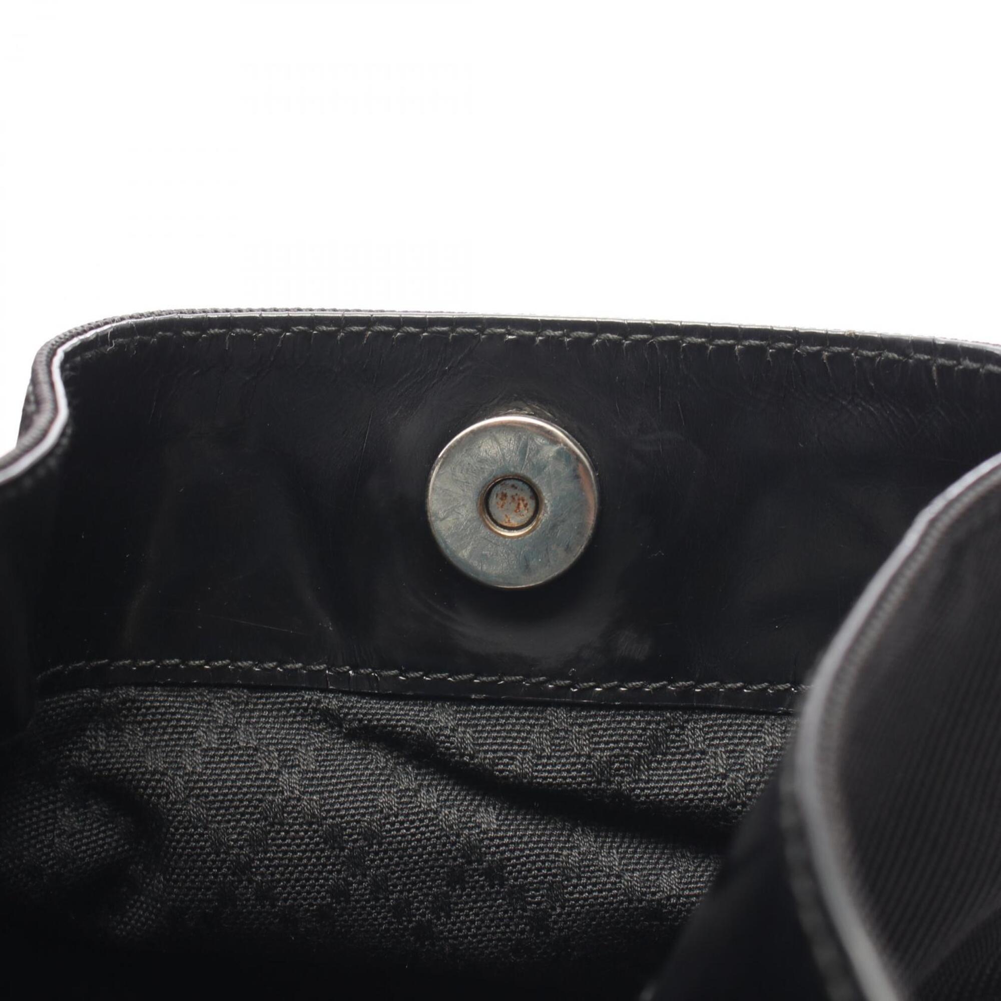 Gucci Black Leather Canvas Handbag Shoulder Bag (Pre-Owned)