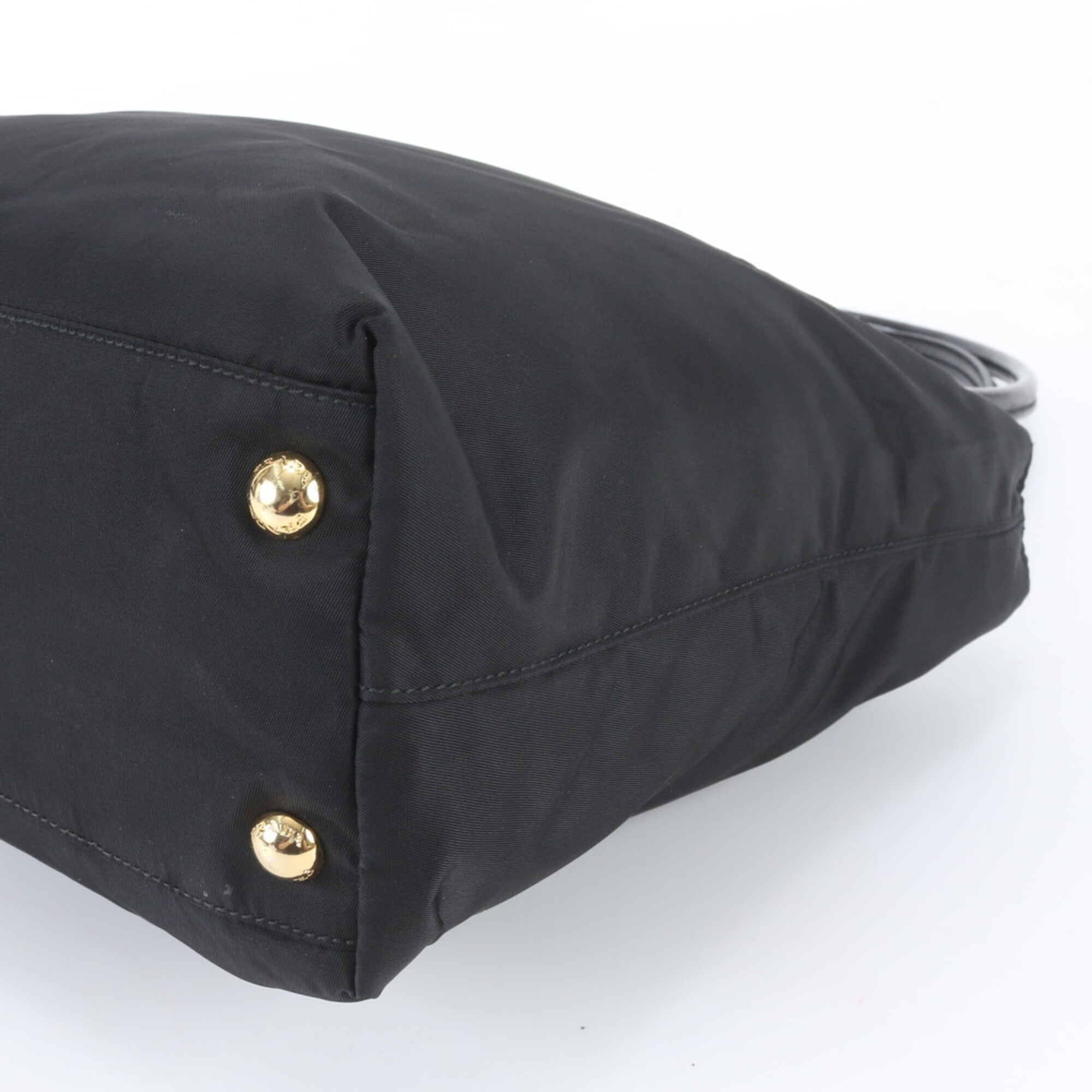 Prada Black Nylon Leather Handbag Shoulder Bag Tote Bag (Pre-Owned)