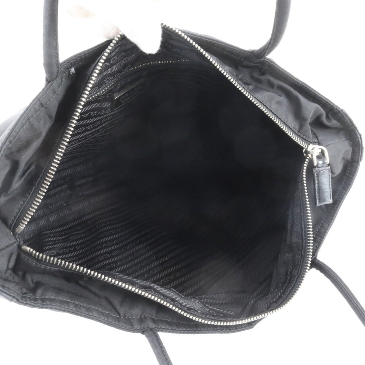 Prada Black Leather Nylon Shoulder Bag Tote Bag (Pre-Owned)