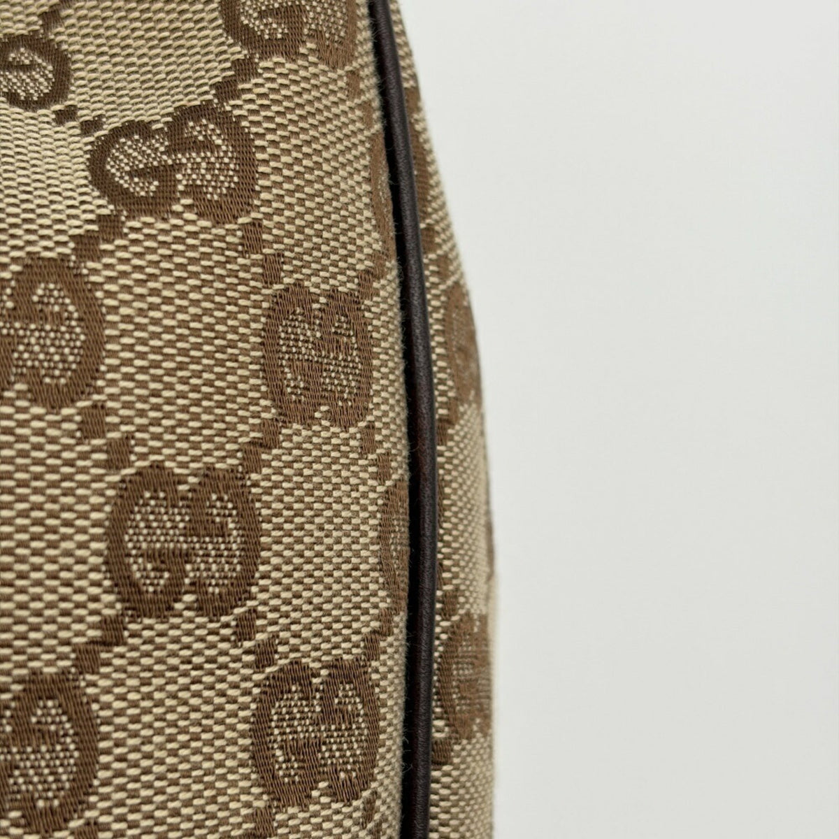 Gucci Beige Brown Bamboo Canvas Leather Tote Bag (Pre-Owned)