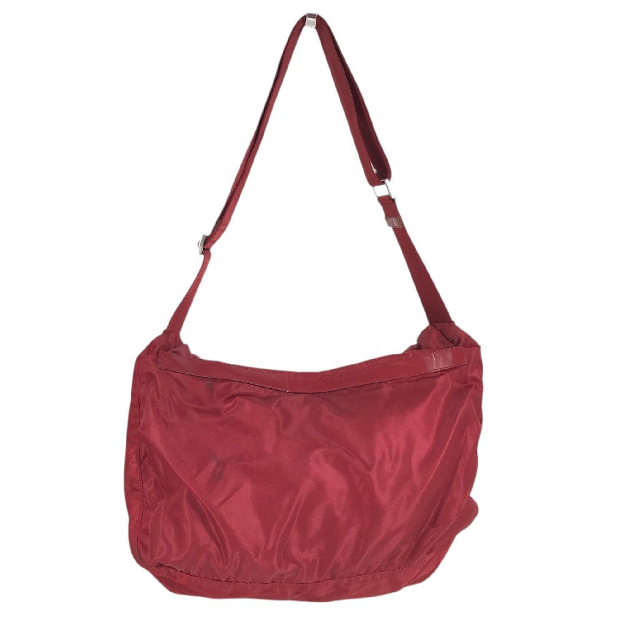 Prada Bordeaux Red Color Nylon Shoulder Bag (Pre-Owned)