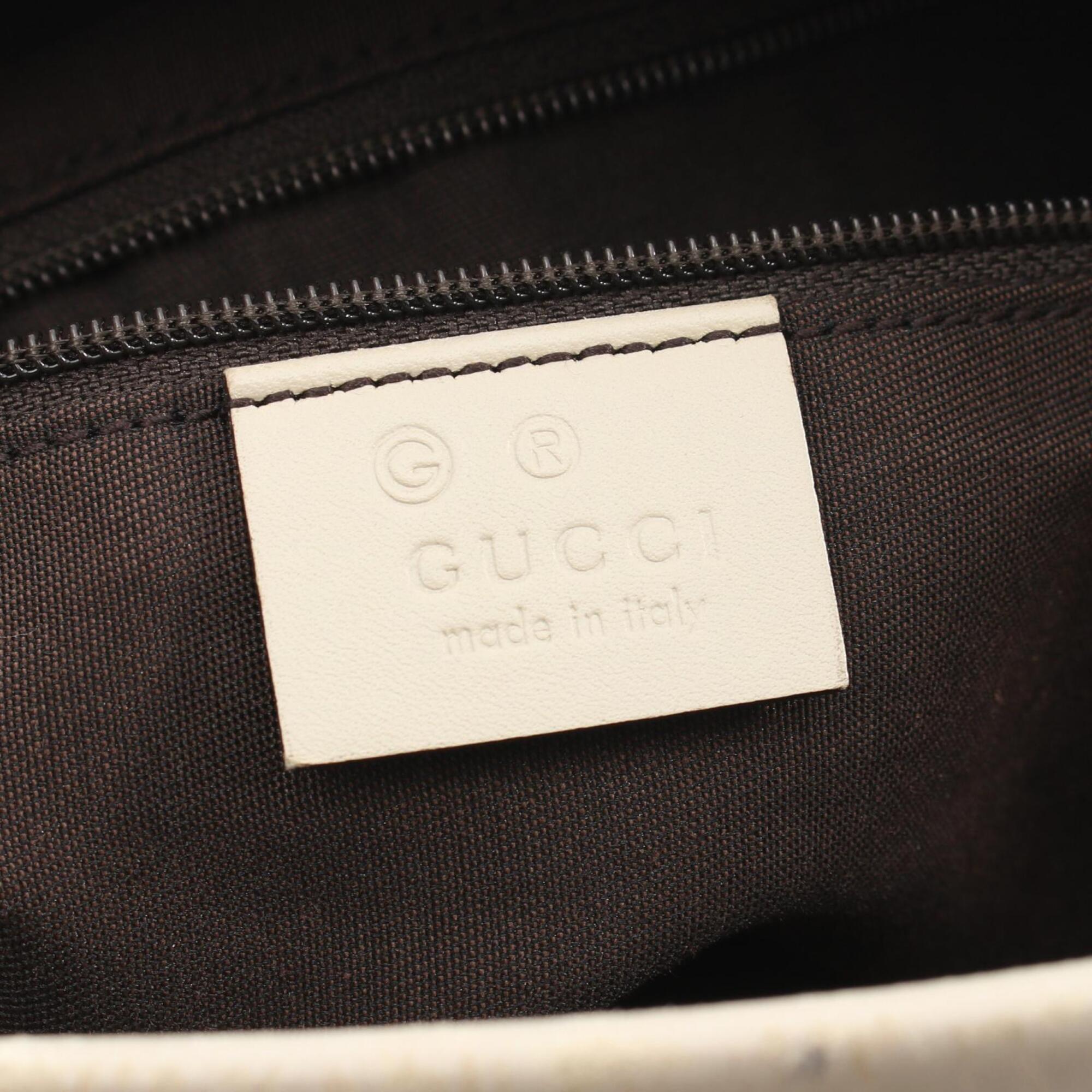 Gucci Beige White Gg Canvas Leather Handbag Shoulder Bag (Pre-Owned)