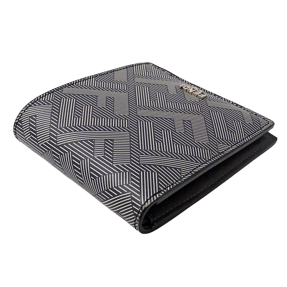 Fendi Black Gray Leather Wallet (Bi-Fold) (Pre-Owned)