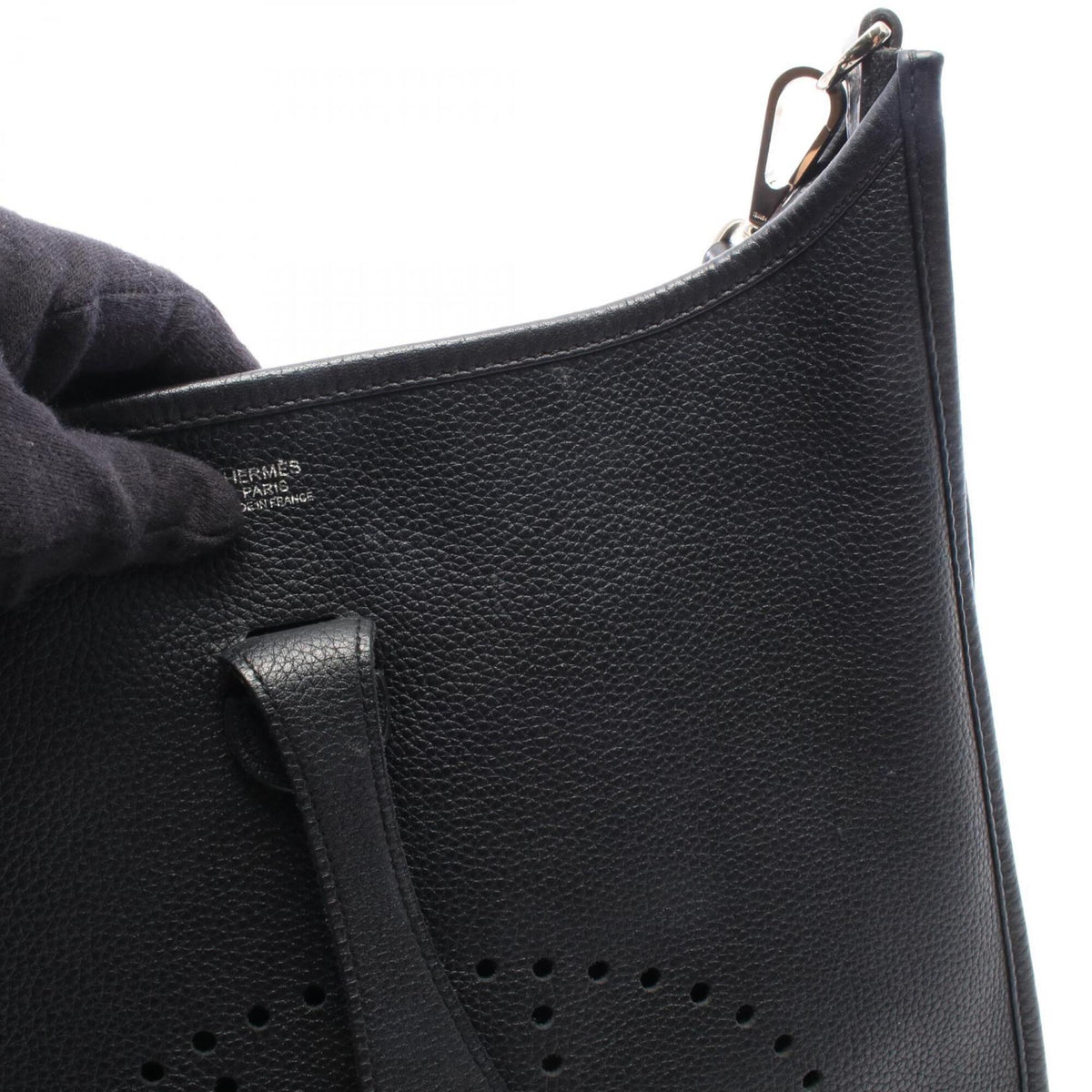 Hermes Black Taurillon Clemence Leather Handbag Shoulder Bag (Pre-Owned)