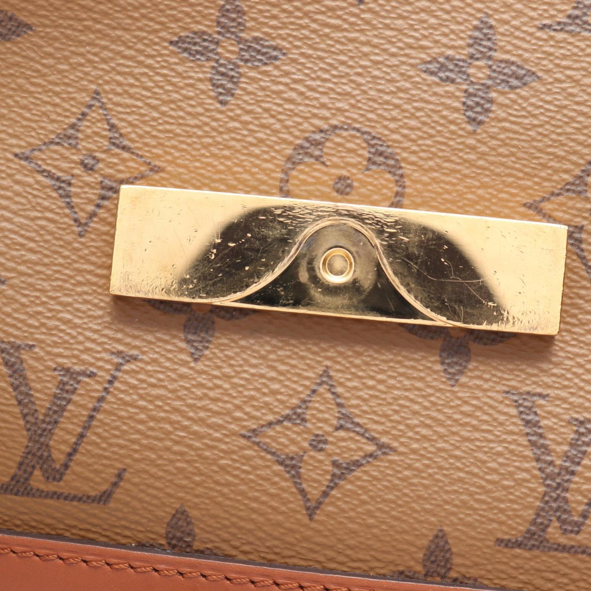 Louis Vuitton Beige Brown Monogram Reverse Coated Canvas Leather Handbag Shoulder Bag (Pre-Owned)