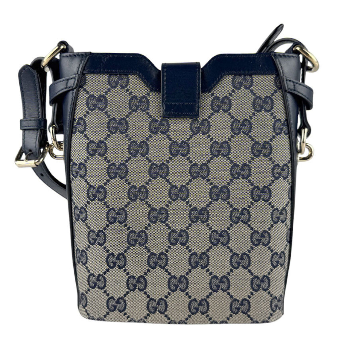 Gucci Navy Red Color Gg Canvas Leather Shoulder Bag (Pre-Owned)