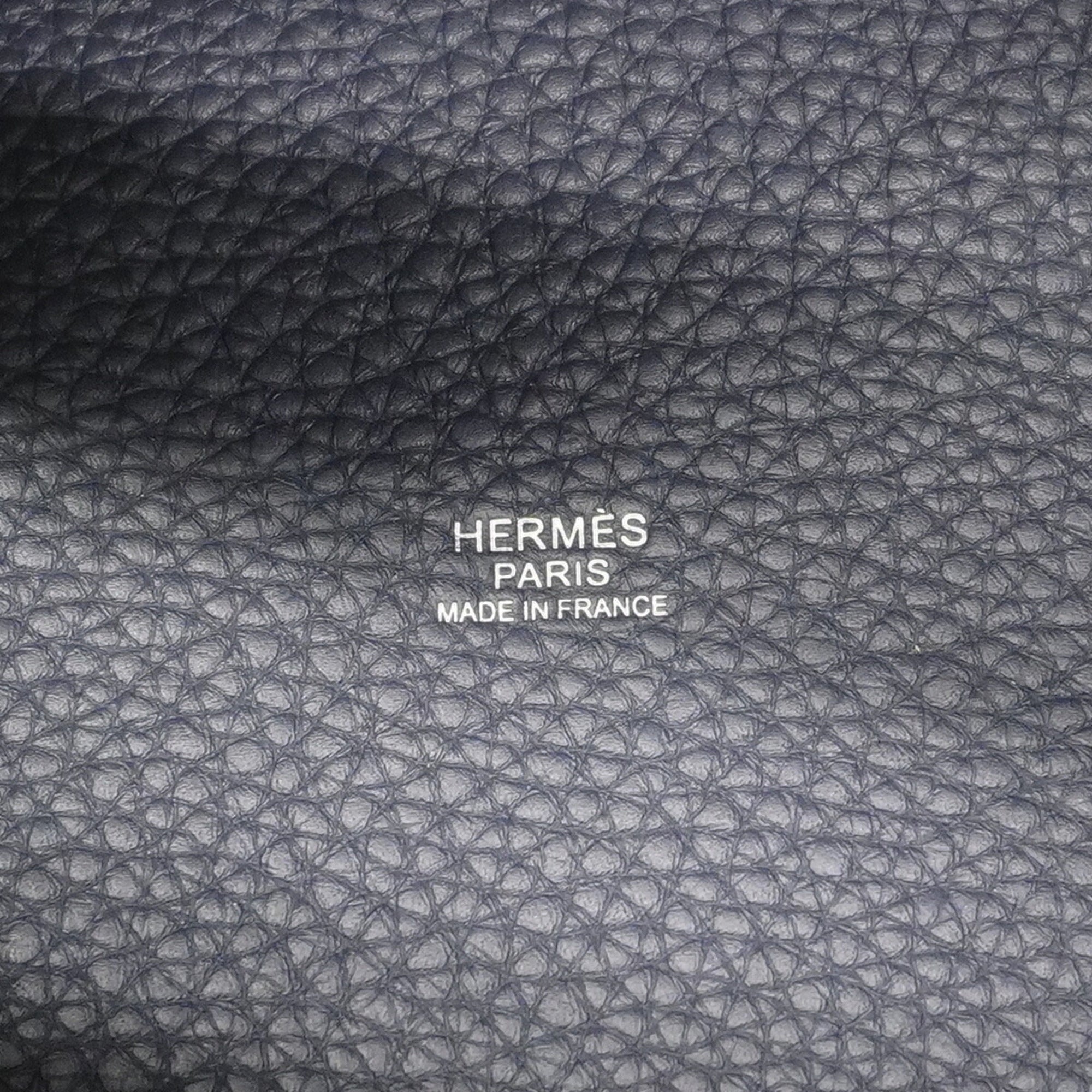 Hermes Navy Taurillon Clemence Leather Handbag (Pre-Owned)