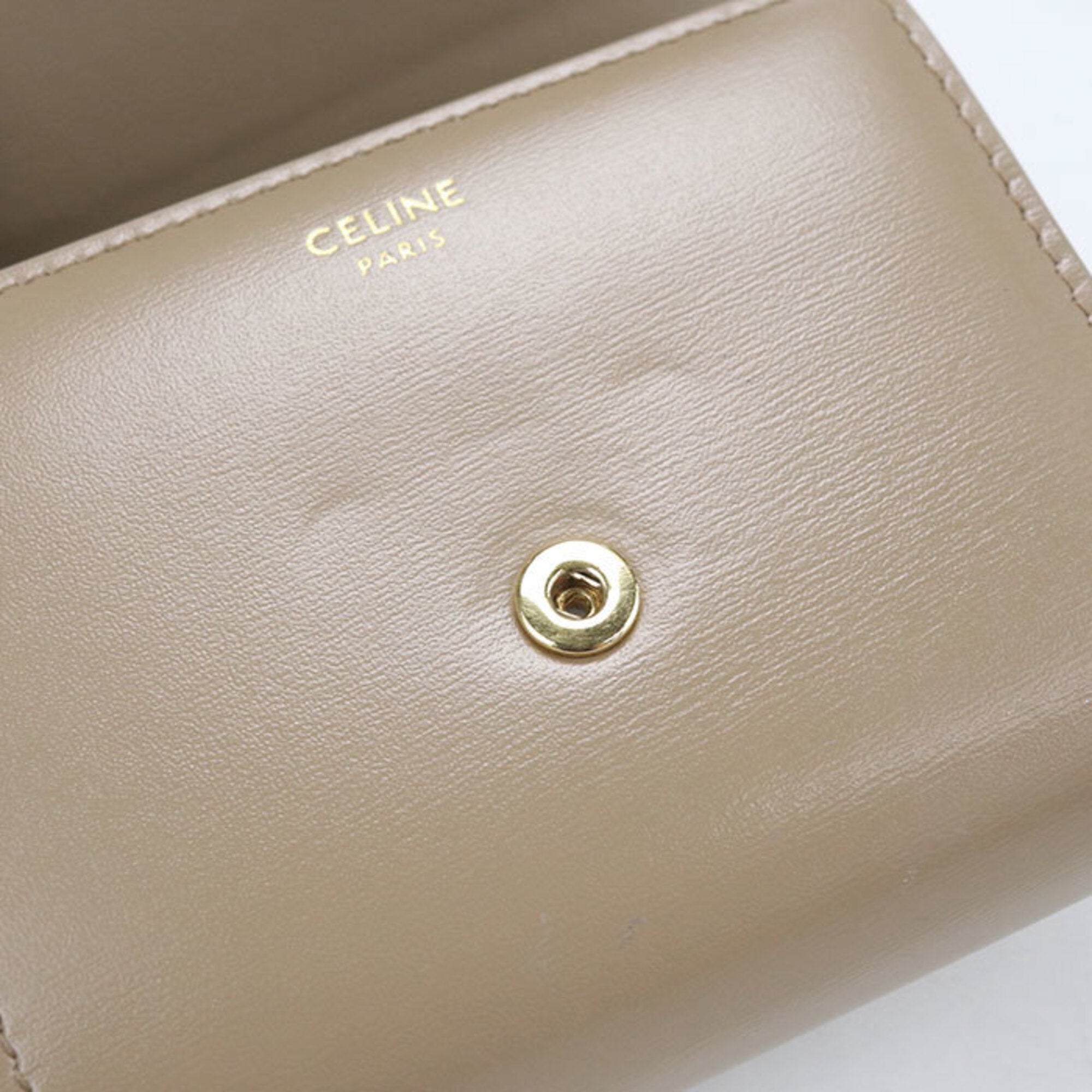 Celine Beige Leather Wallet (Tri-Fold) (Pre-Owned)