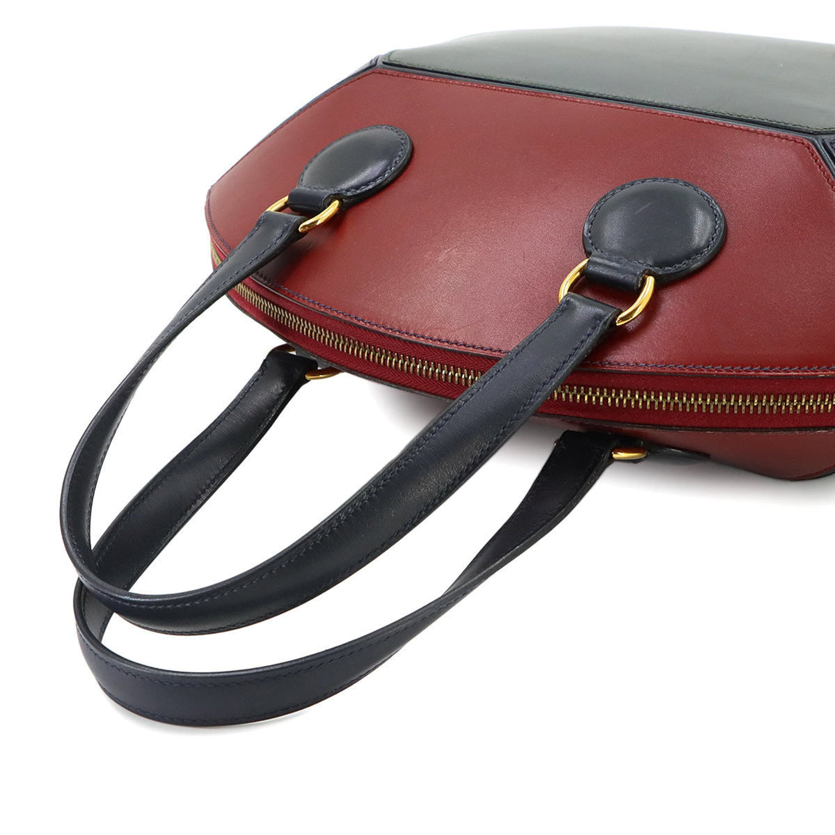Hermes Blue Indigo Green Rouge H Box Calf Leather Handbag (Pre-Owned)
