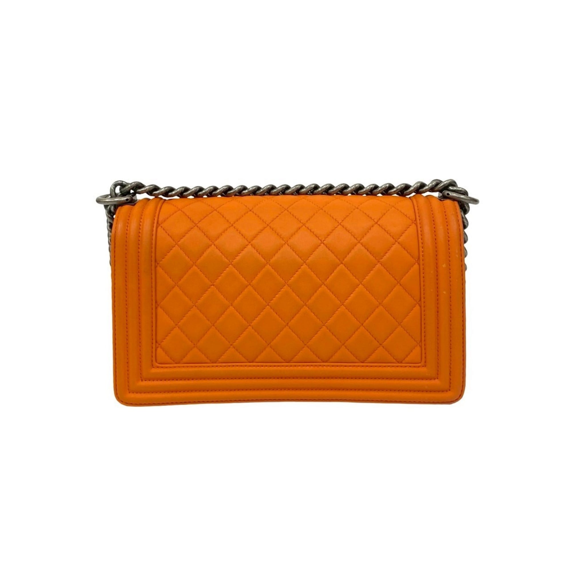 Chanel Orange Leather Pochette Shoulder Bag (Pre-Owned)