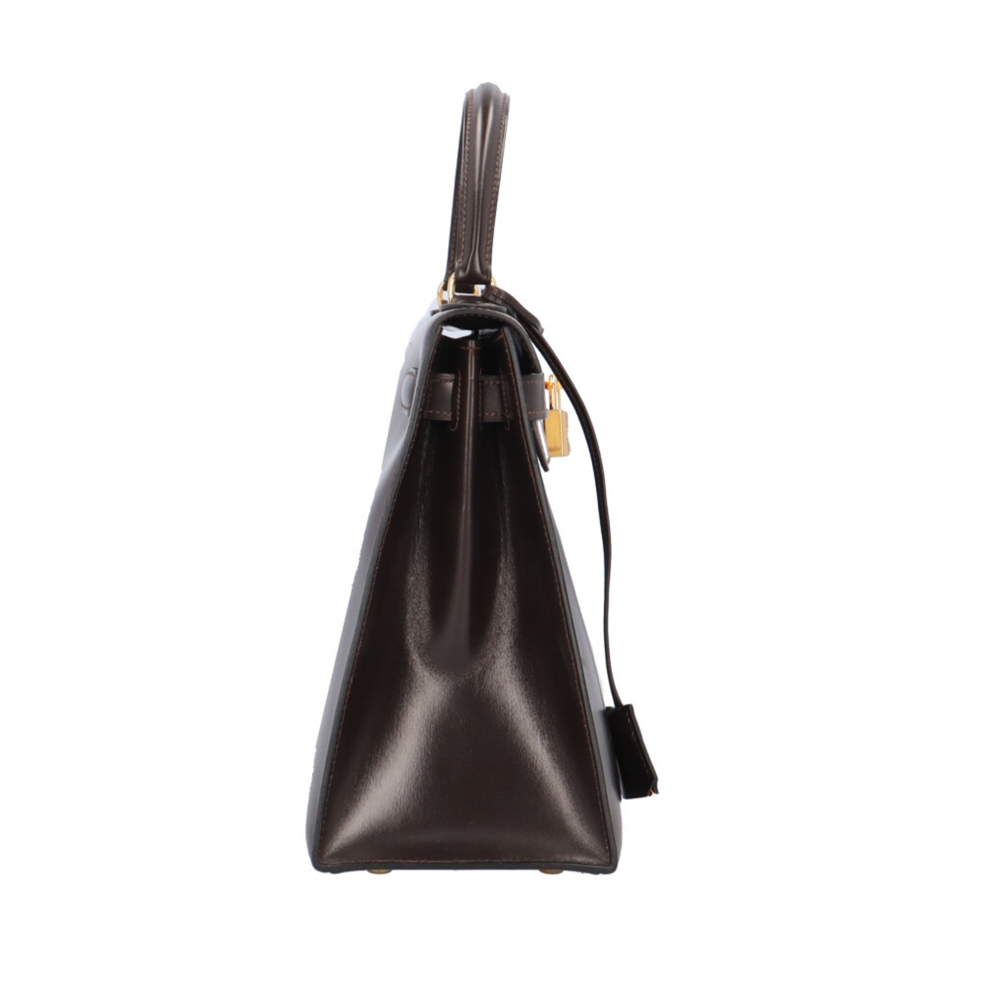 Hermes Brown Dark Brown Box Calf Leather Handbag (Pre-Owned)