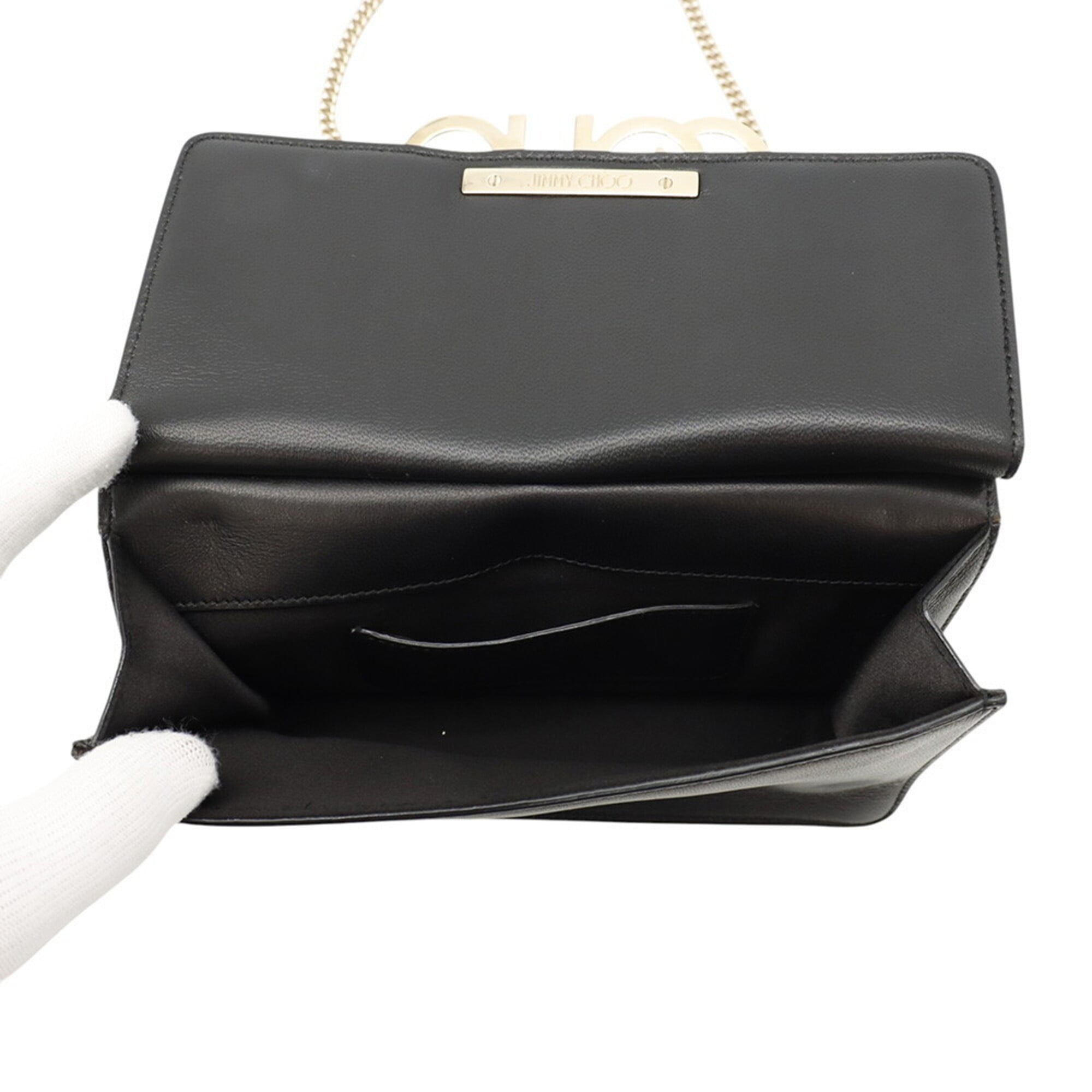 Jimmy Choo Black Leather Handbag Shoulder Bag (Pre-Owned)