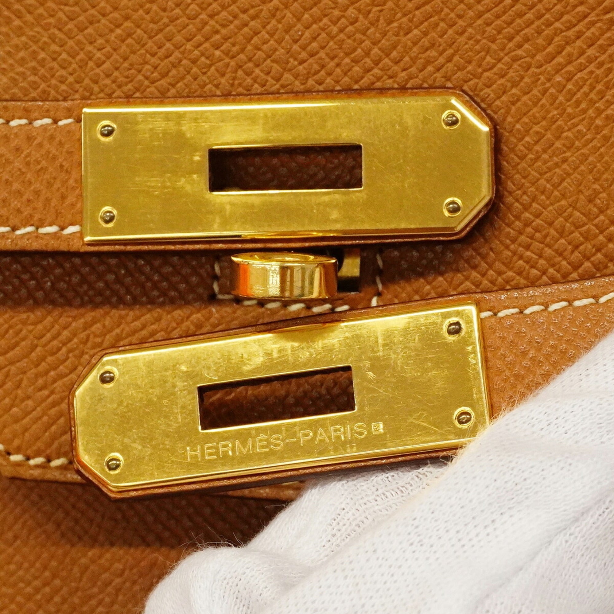 Hermes Gold Leather Handbag (Pre-Owned)