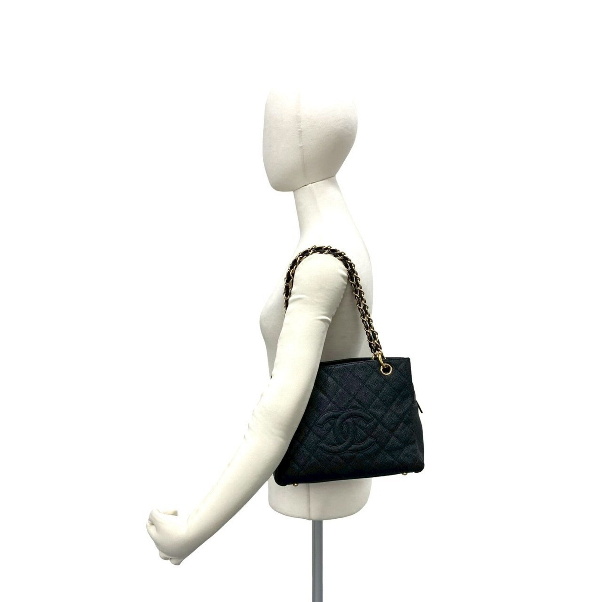 Chanel Black Grained Calfskin Shoulder Bag Tote Bag (Pre-Owned)