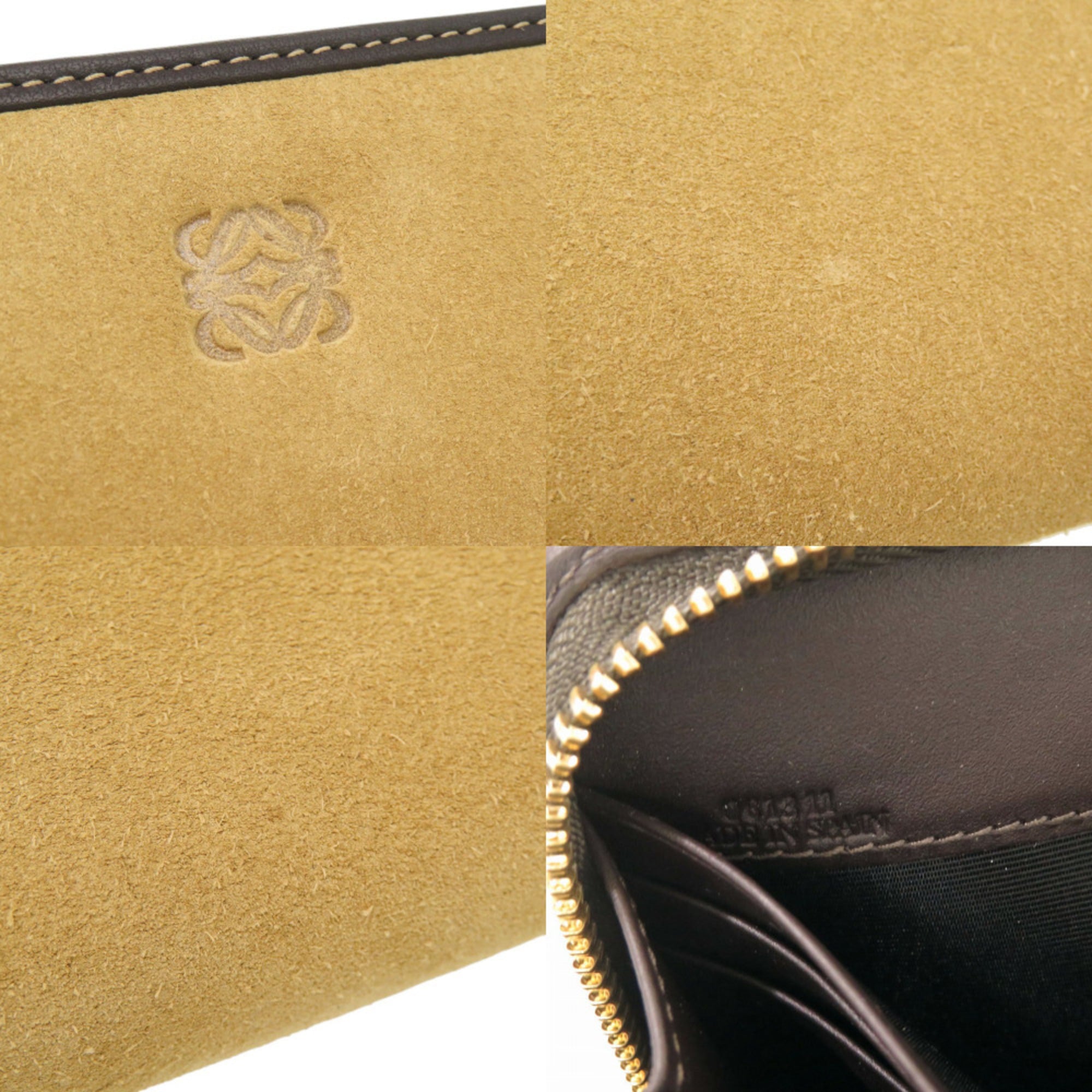 Loewe Beige Brown Suede Long Wallet (Bi-Fold) (Pre-Owned)
