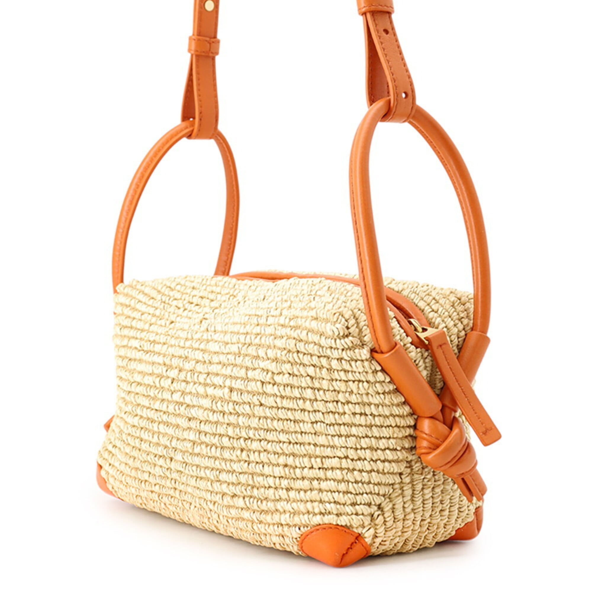 Bottega Veneta Brown Raffia Leather Handbag (Pre-Owned)