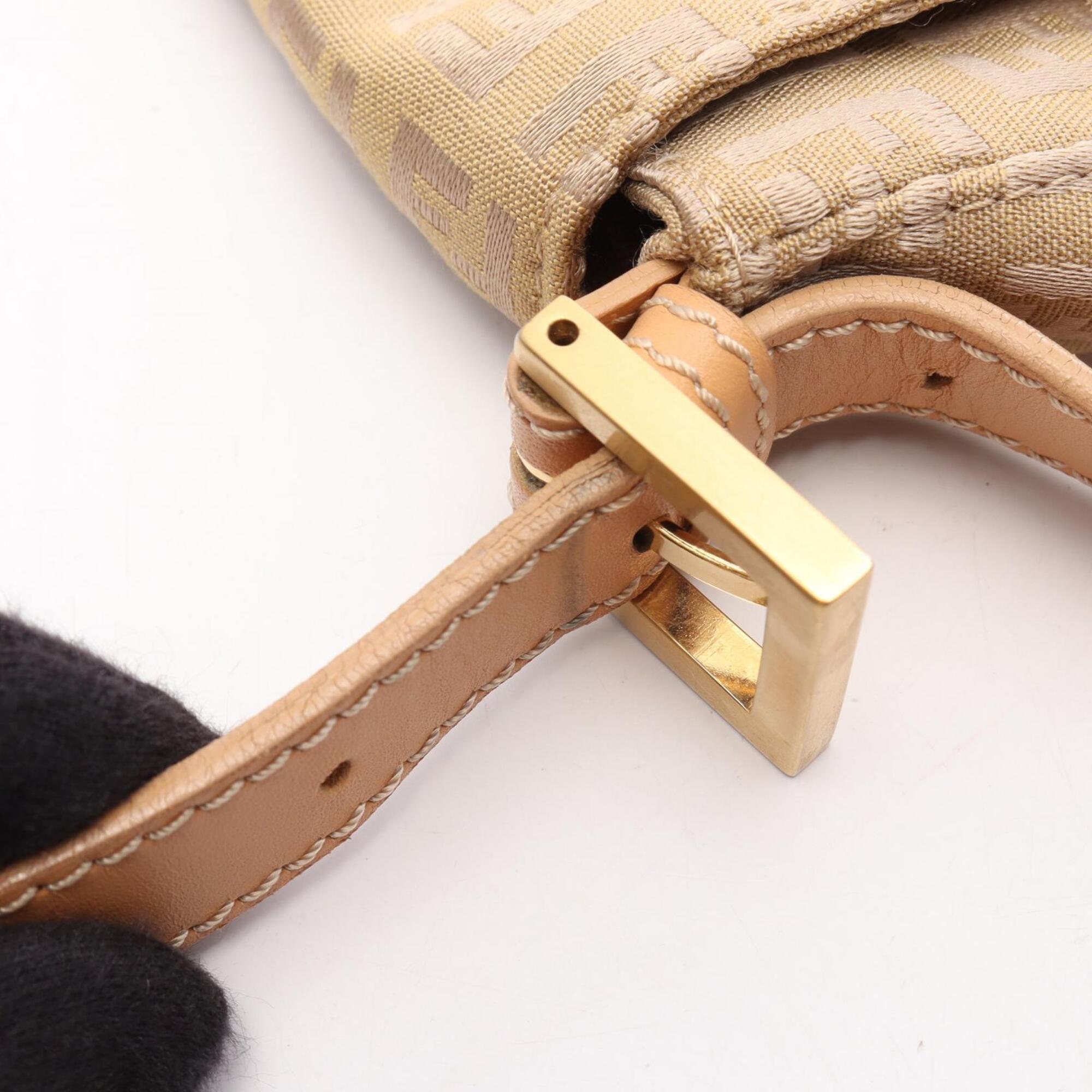 Fendi Beige Canvas Leather Handbag Shoulder Bag (Pre-Owned)