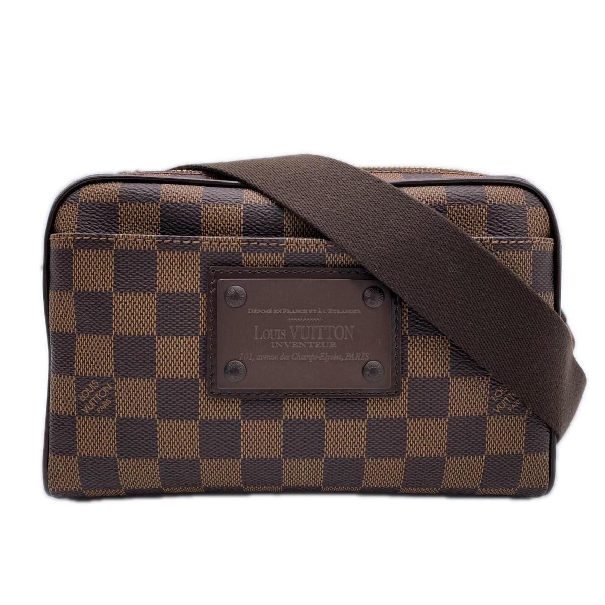 Louis Vuitton Beige Brown Coated Canvas Leather Sling Bag (Pre-Owned)