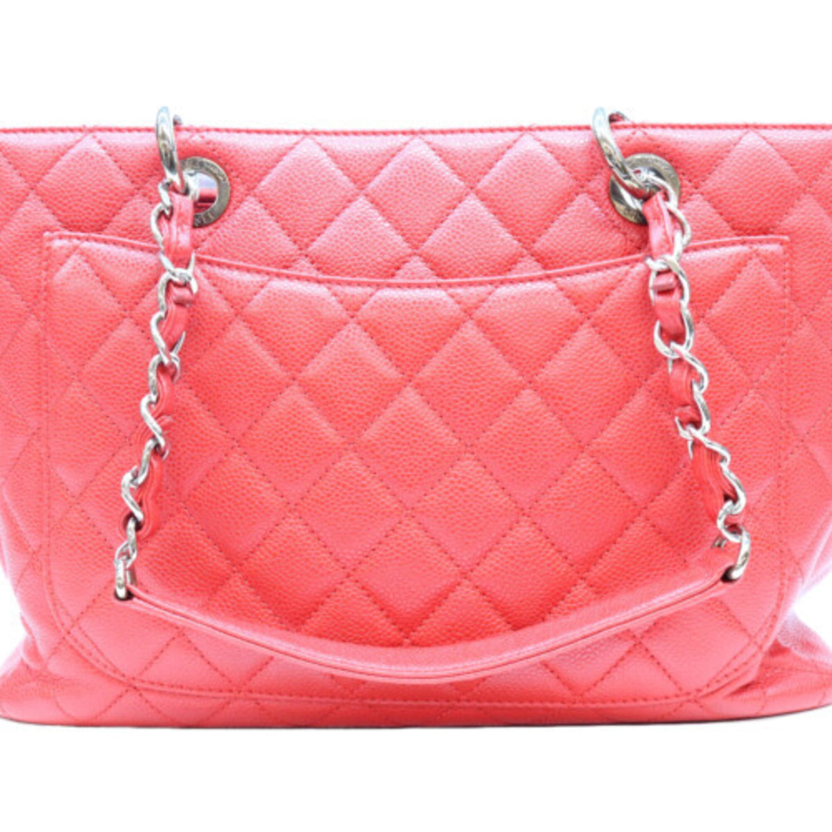 Chanel Red Color Grained Calfskin Tote Bag (Pre-Owned)