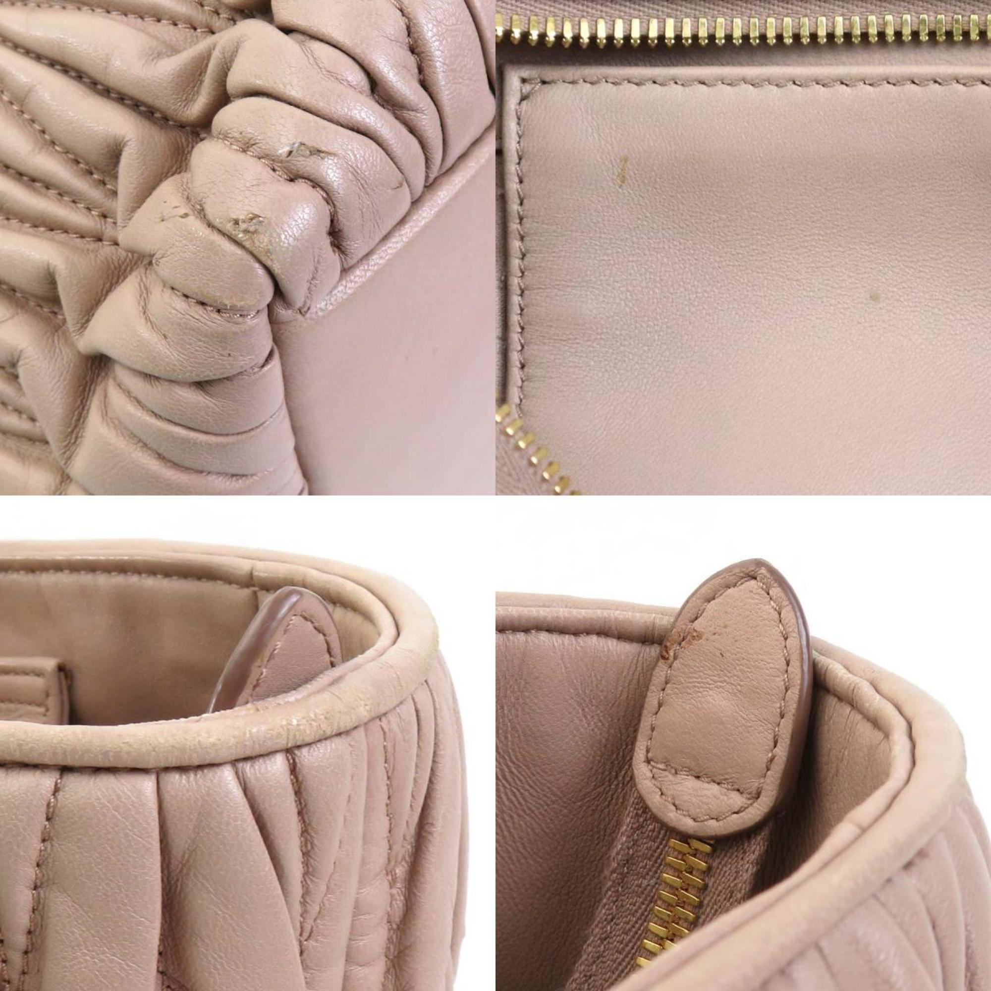 Miu Miu Pink Beige Leather Handbag Shoulder Bag (Pre-Owned)