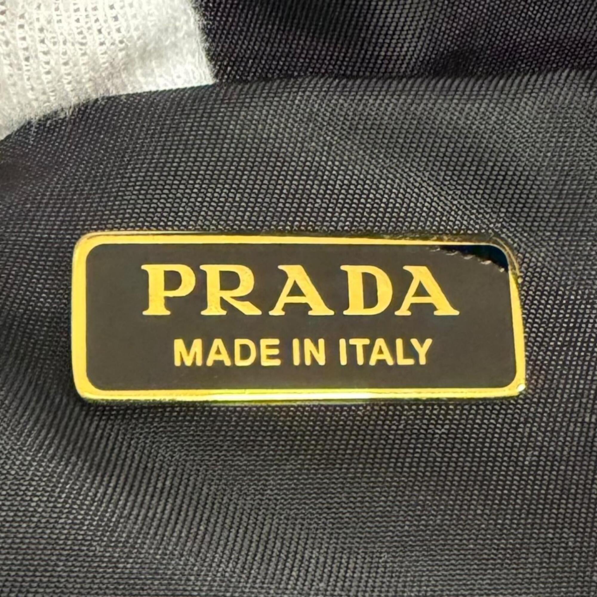 Prada Black Gold Polyamide Leather Shoulder Bag (Pre-Owned)