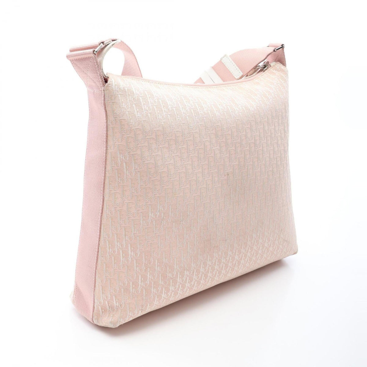 Christian Dior Pink White Canvas Leather Handbag Messenger Bag Shoulder Bag (Pre-Owned)