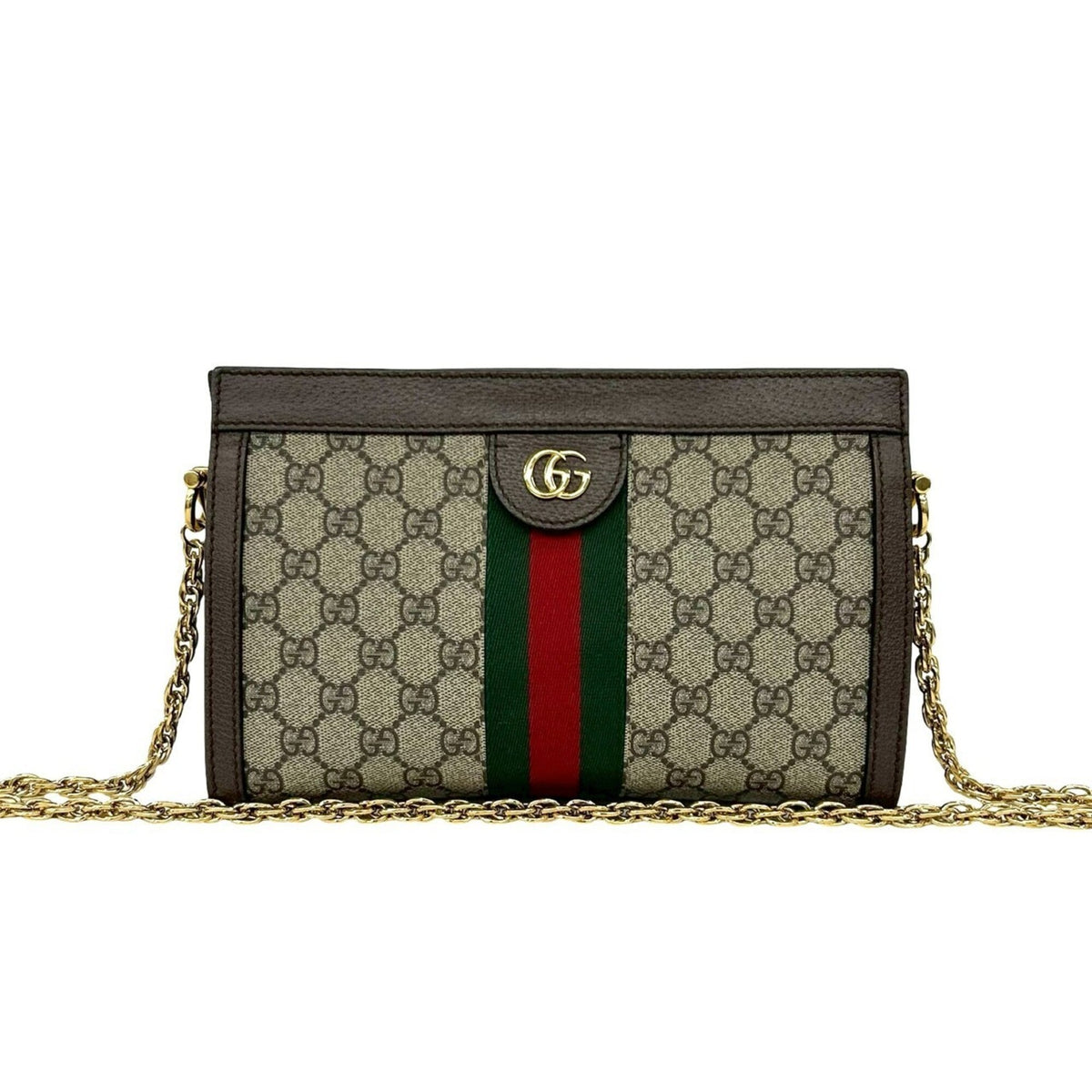 Gucci Brown Green Red Color Leather Pvc Pochette Shoulder Bag (Pre-Owned)
