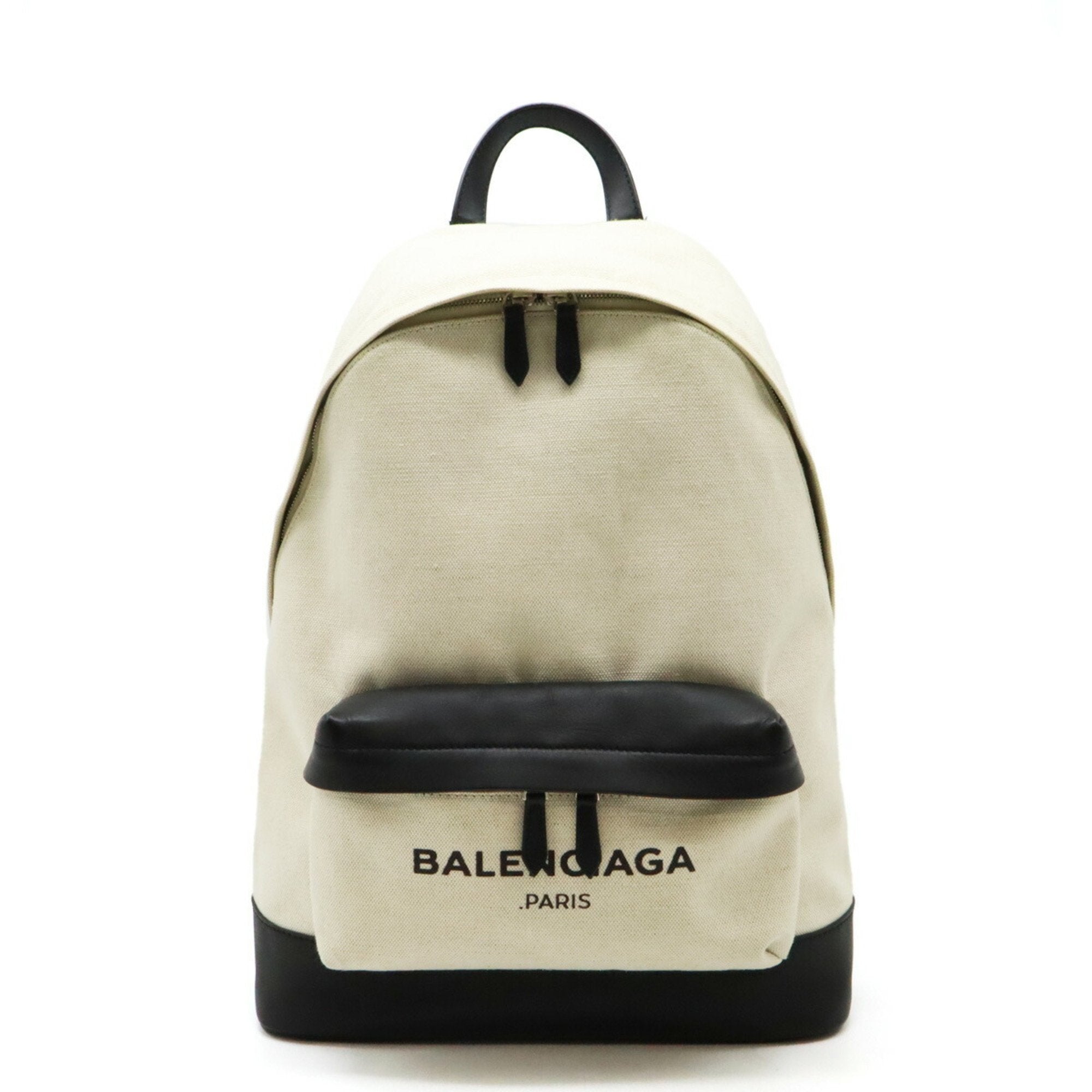 Balenciaga Black Ivory Navy Canvas Leather Backpack (Pre-Owned)