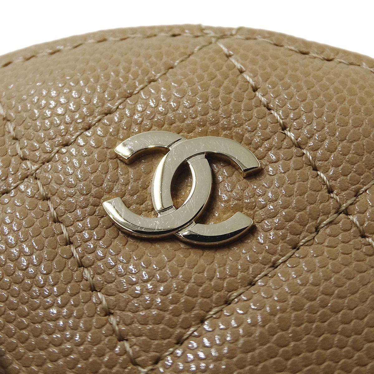 Chanel Beige Grained Calfskin Handbag Shoulder Bag (Pre-Owned)