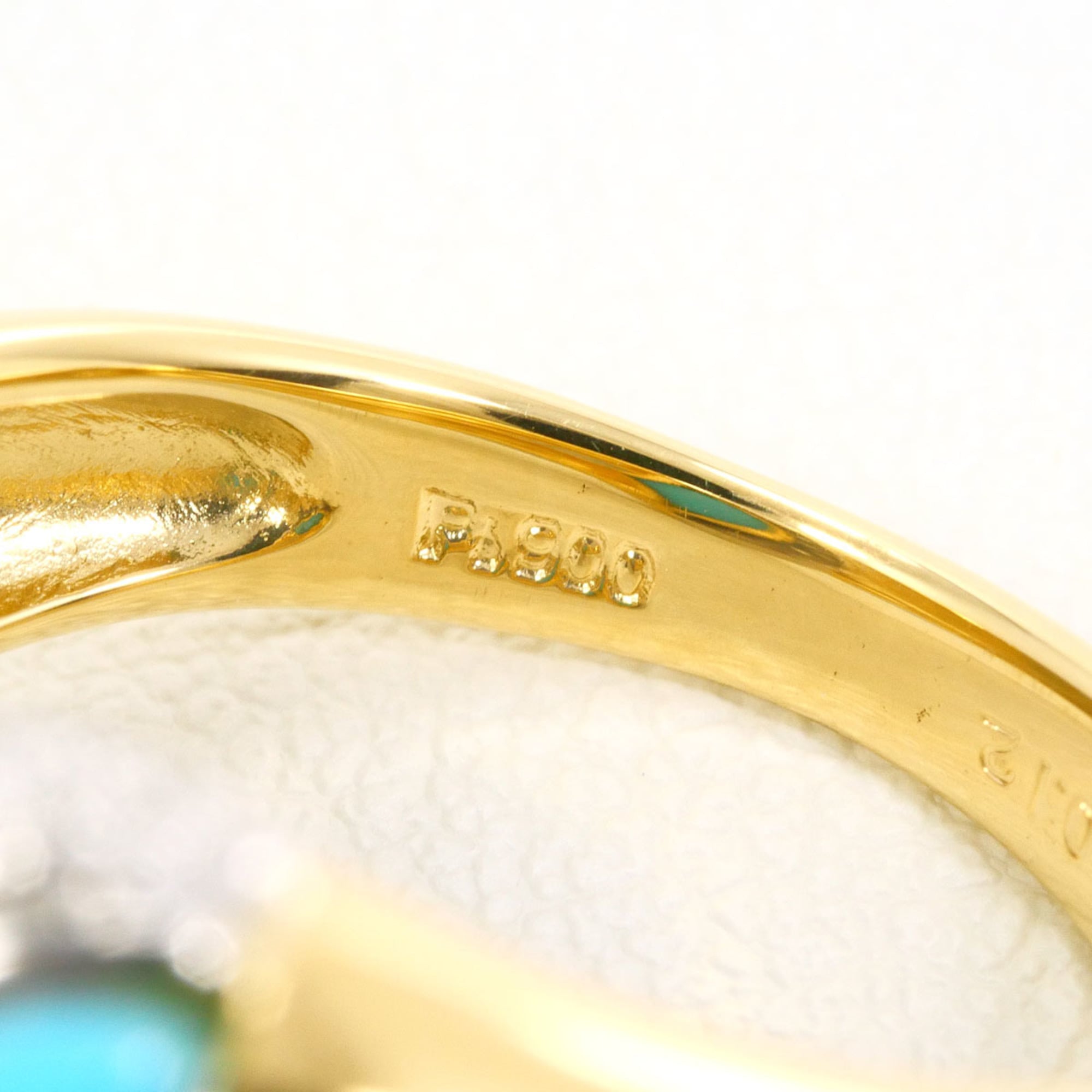 Unbranded Platinum Turquoise Yellow Gold Yellow Gold (18K) Platinum 900 Band Ring (Pre-Owned)