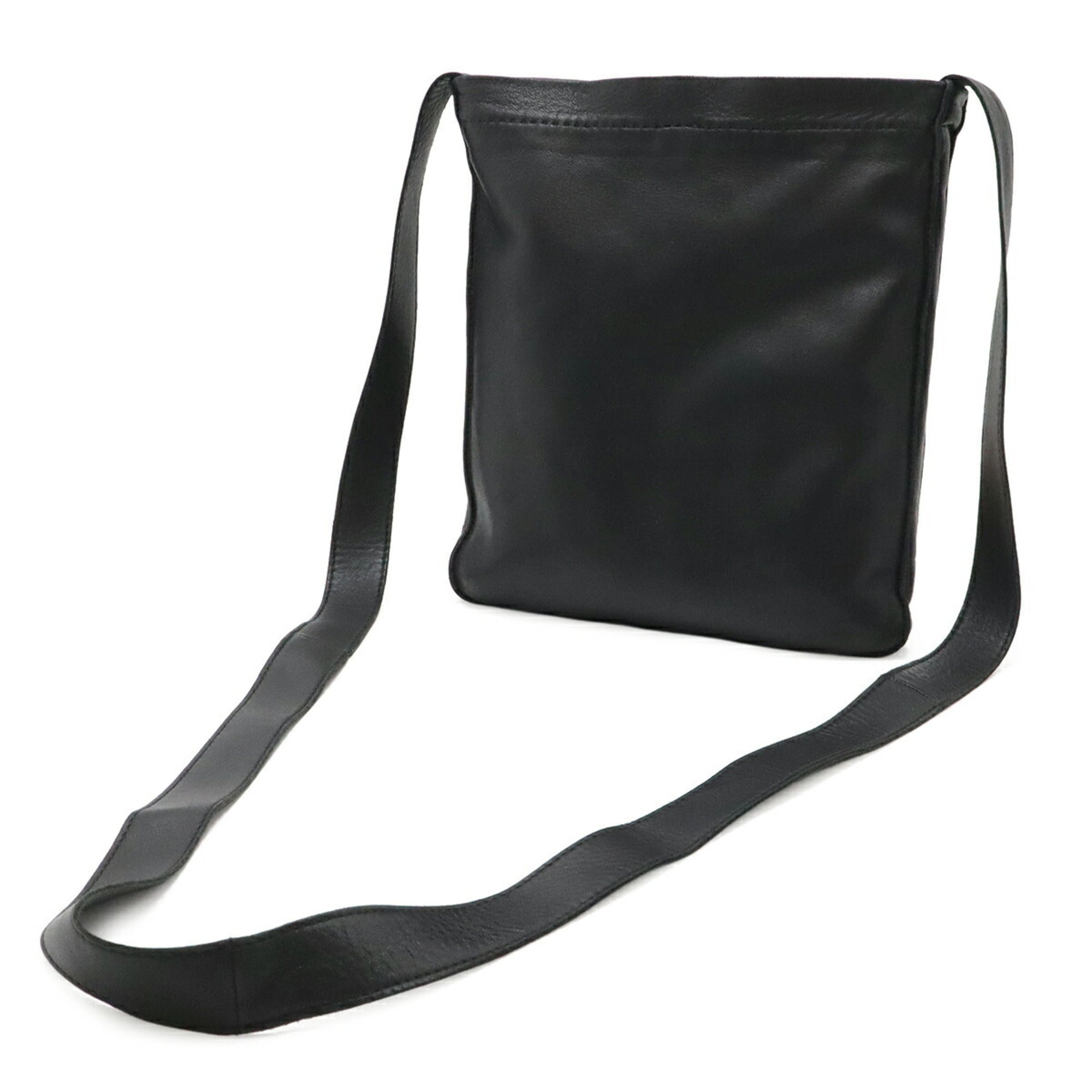 Hermes Black Leather Pochette Shoulder Bag (Pre-Owned)