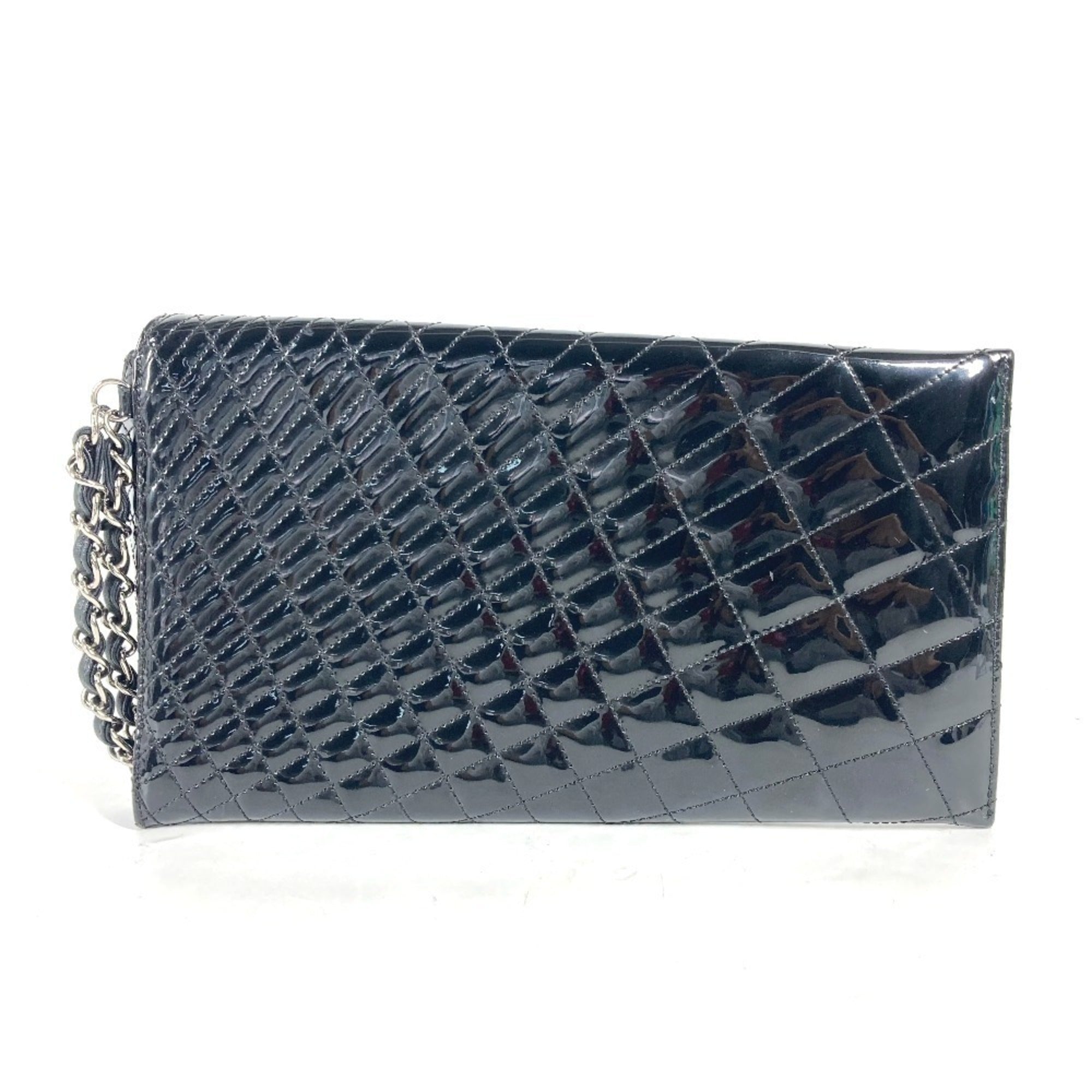 Chanel Black Patent Leather Clutch Bag Pouch (Pre-Owned)