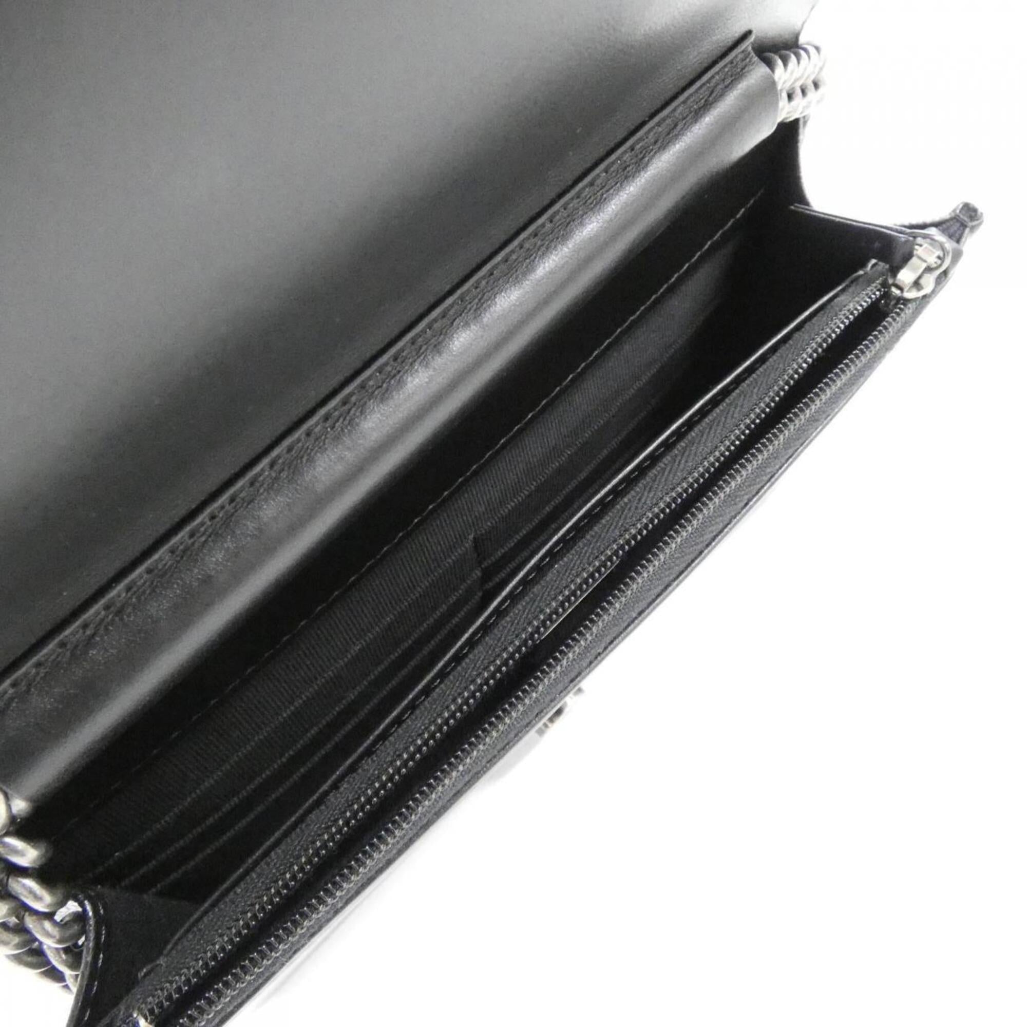 Chanel Black Grained Calfskin Chain/Shoulder Wallet (Pre-Owned)