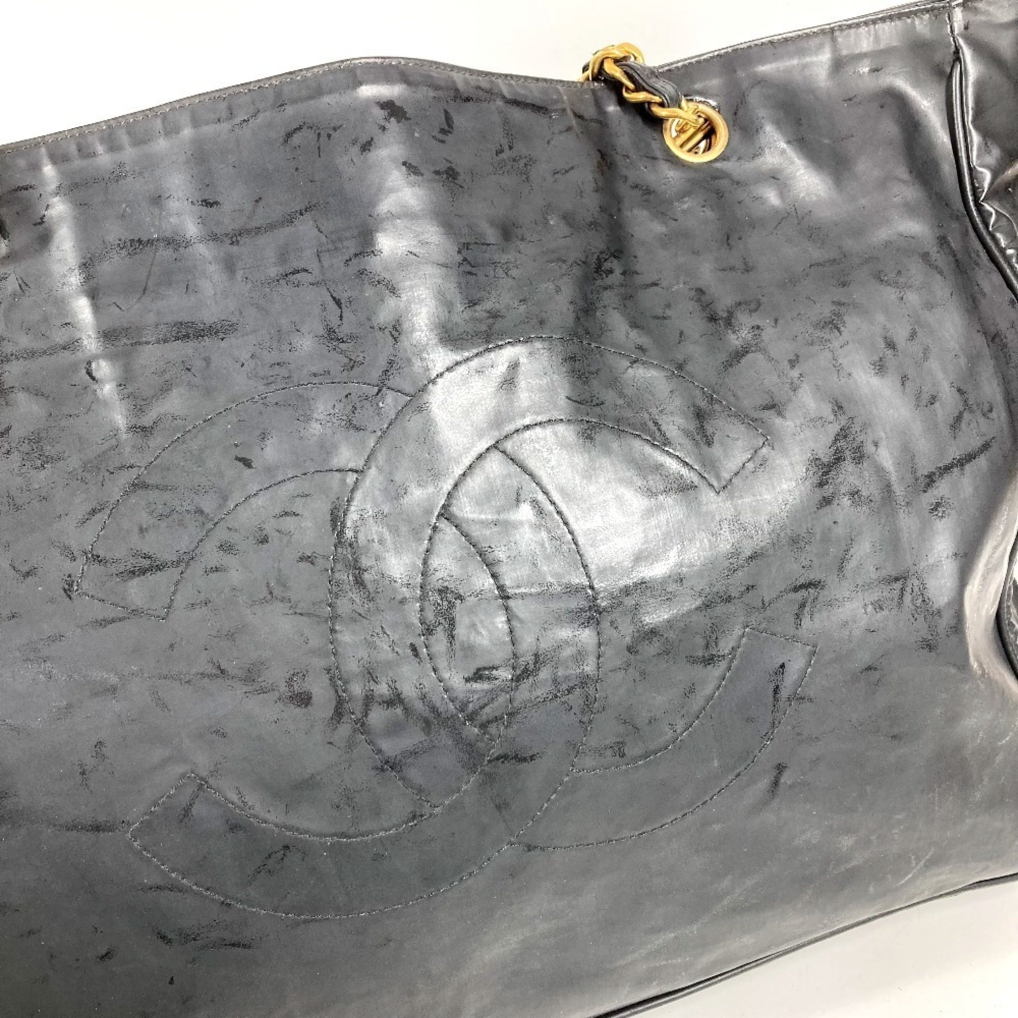 Chanel Black Coated Canvas Shoulder Bag Tote Bag (Pre-Owned)