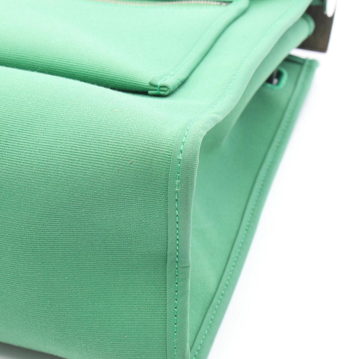 Hermes Black Green Canvas Leather Handbag (Pre-Owned)