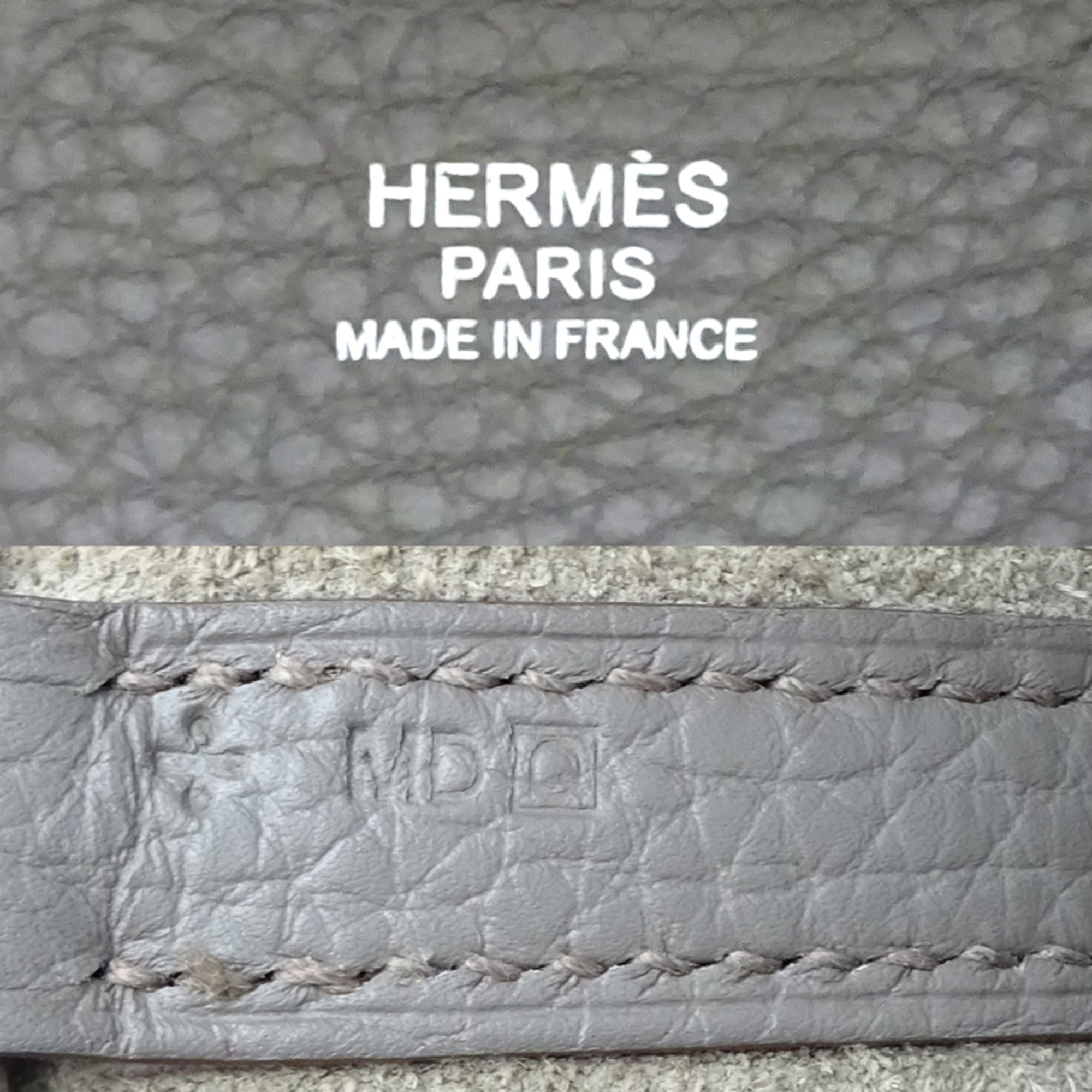 Hermes Etain Taurillon Clemence Leather Handbag (Pre-Owned)