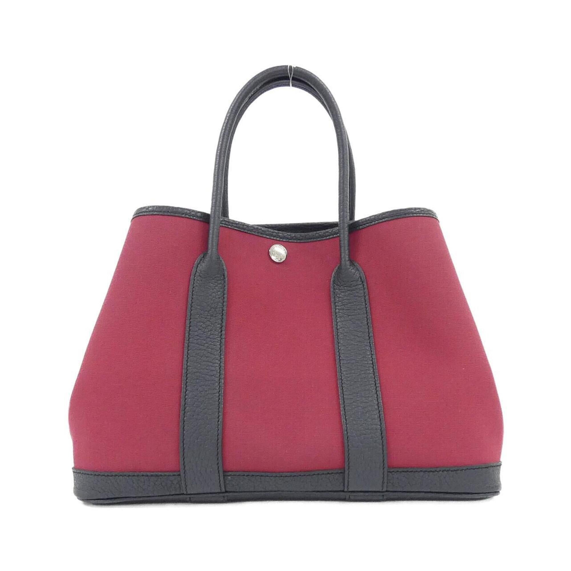 Hermes Garden Blue Indigo Ruby Toile Officier Negonda Leather Handbag (Pre-Owned)