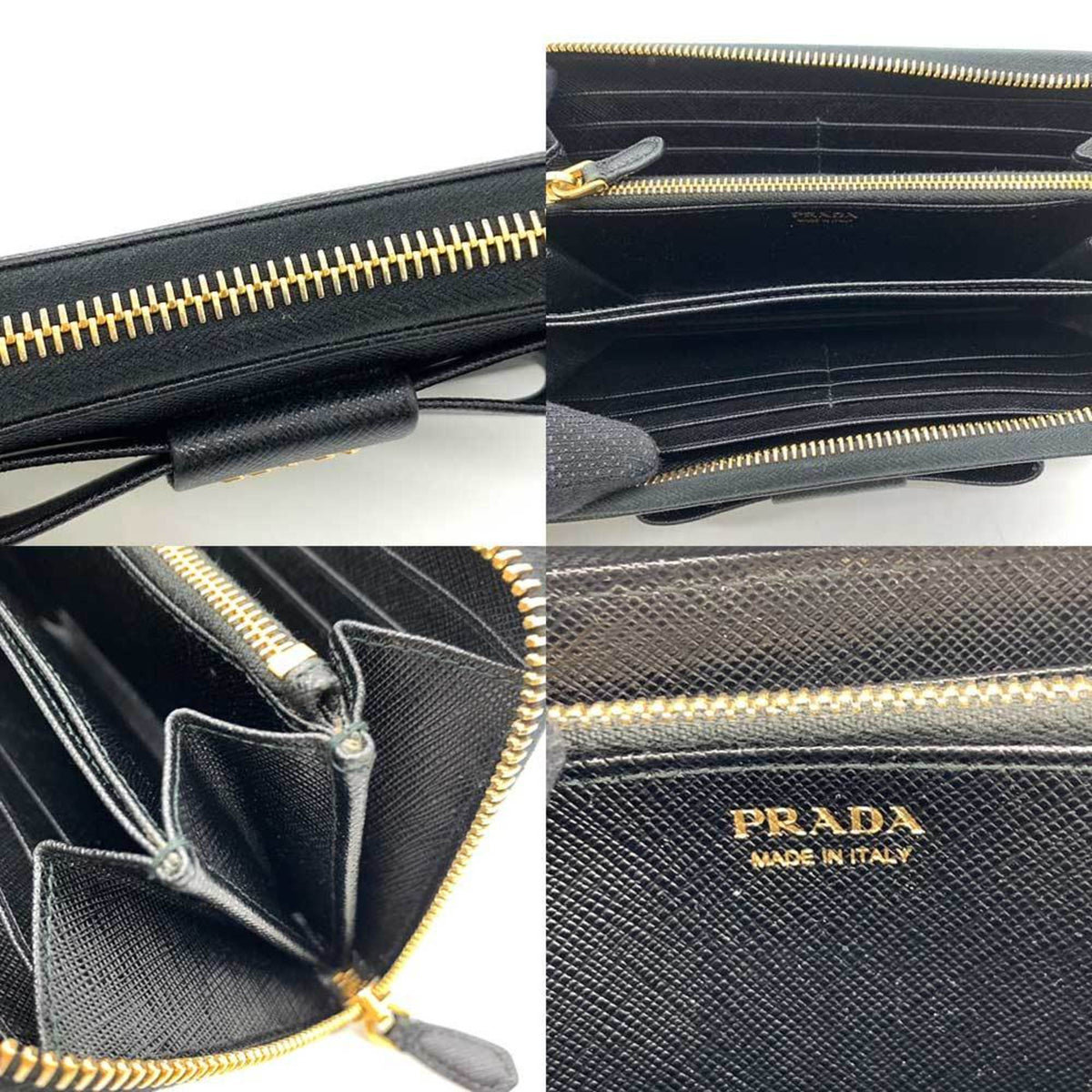 Prada Saffiano Black Saffiano Long Wallet (Bi-Fold) (Pre-Owned)