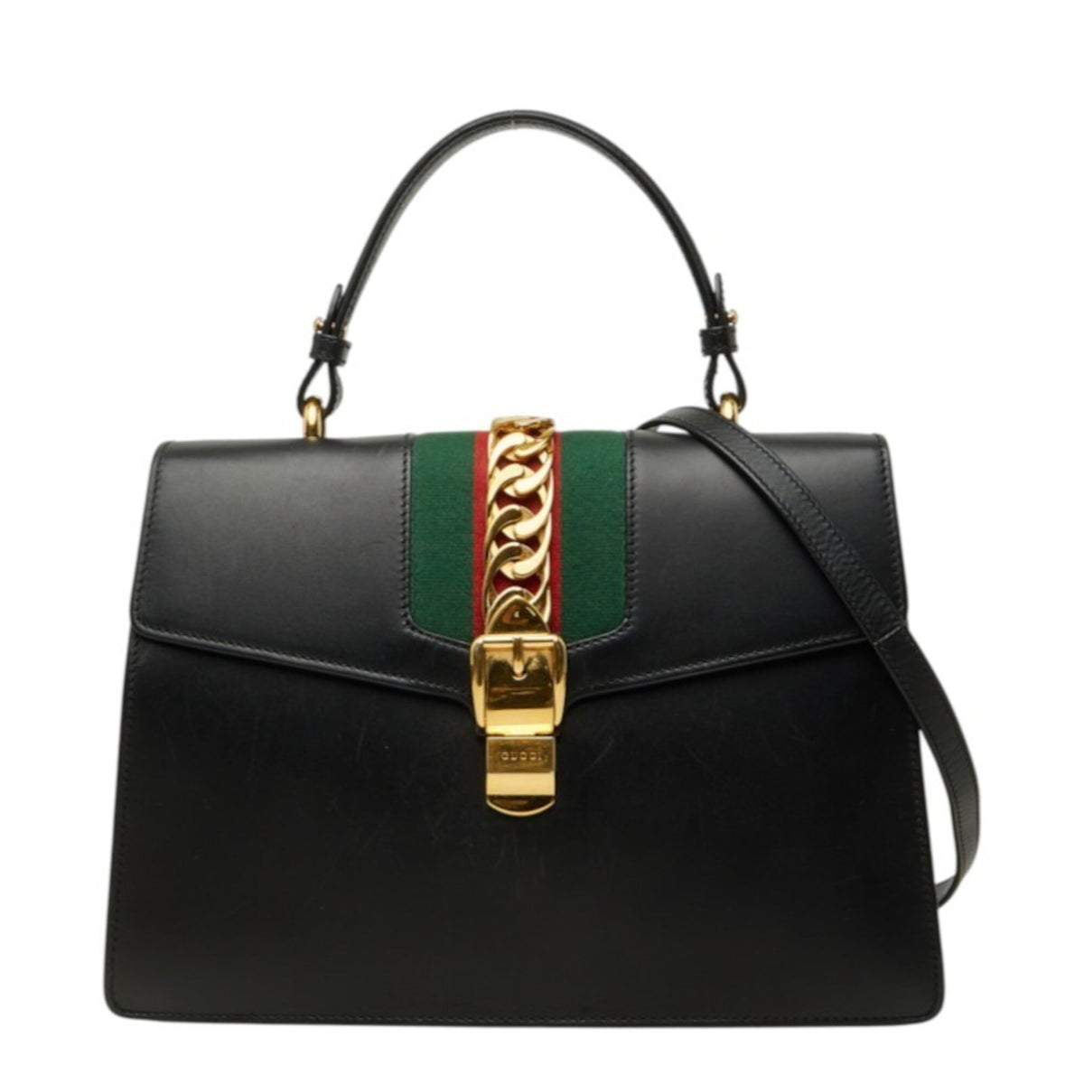 Gucci Black Leather Handbag Shoulder Bag (Pre-Owned)
