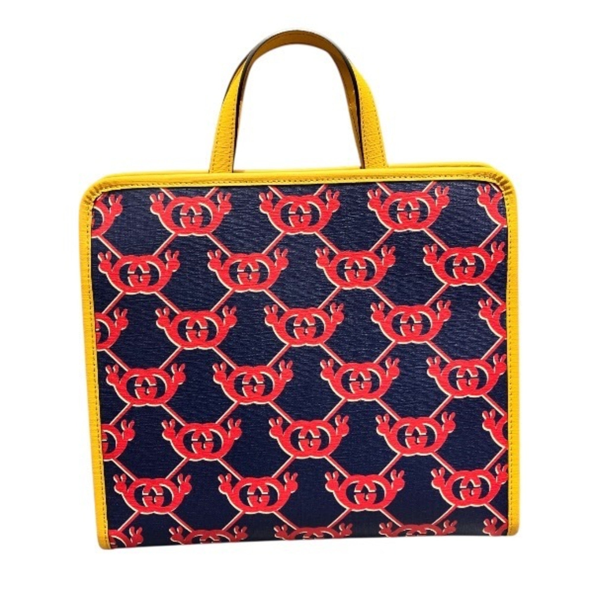 Gucci Navy Yellow Pvc Handbag Tote Bag (Pre-Owned)