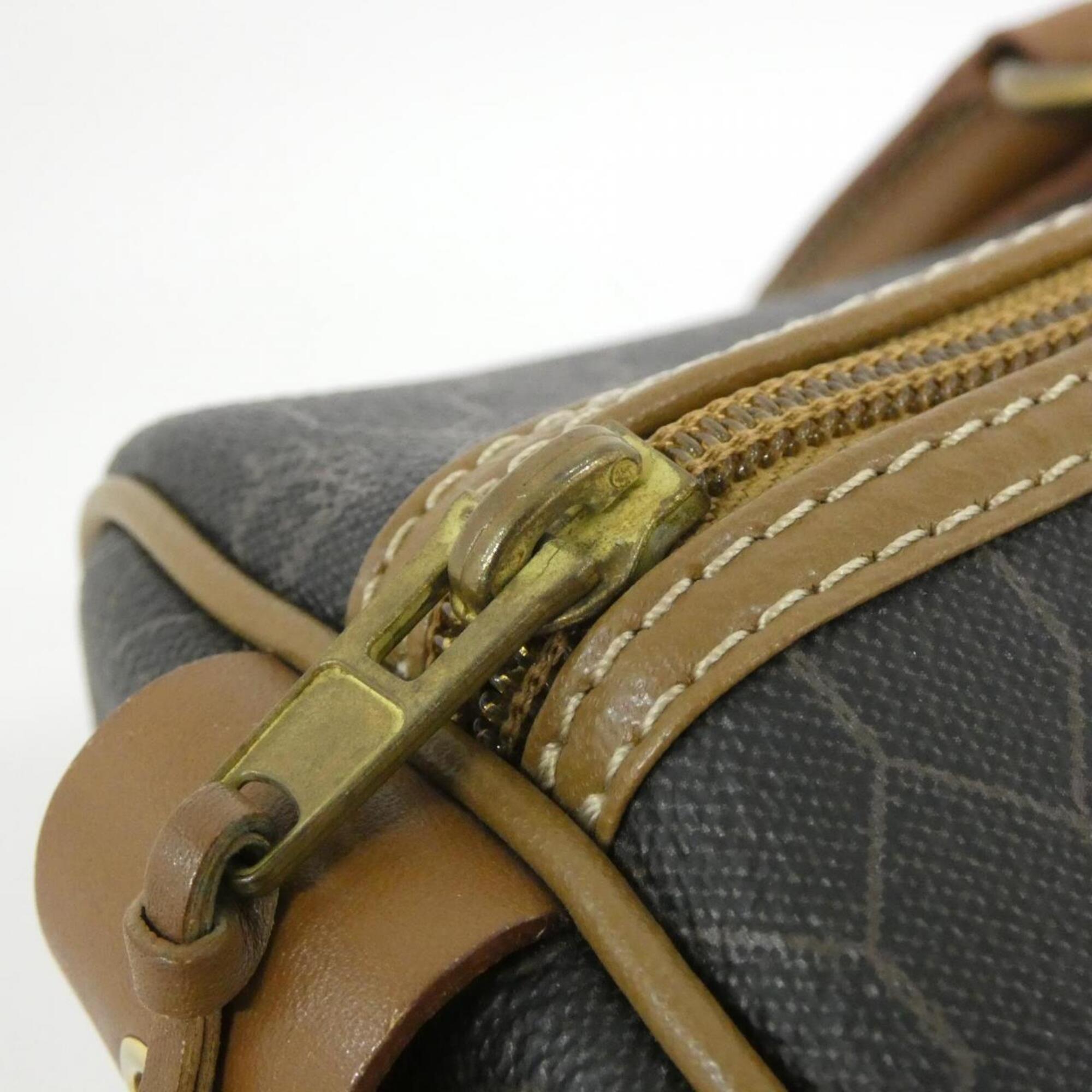 Christian Dior Brown Coated Canvas Boston Bag (Pre-Owned)